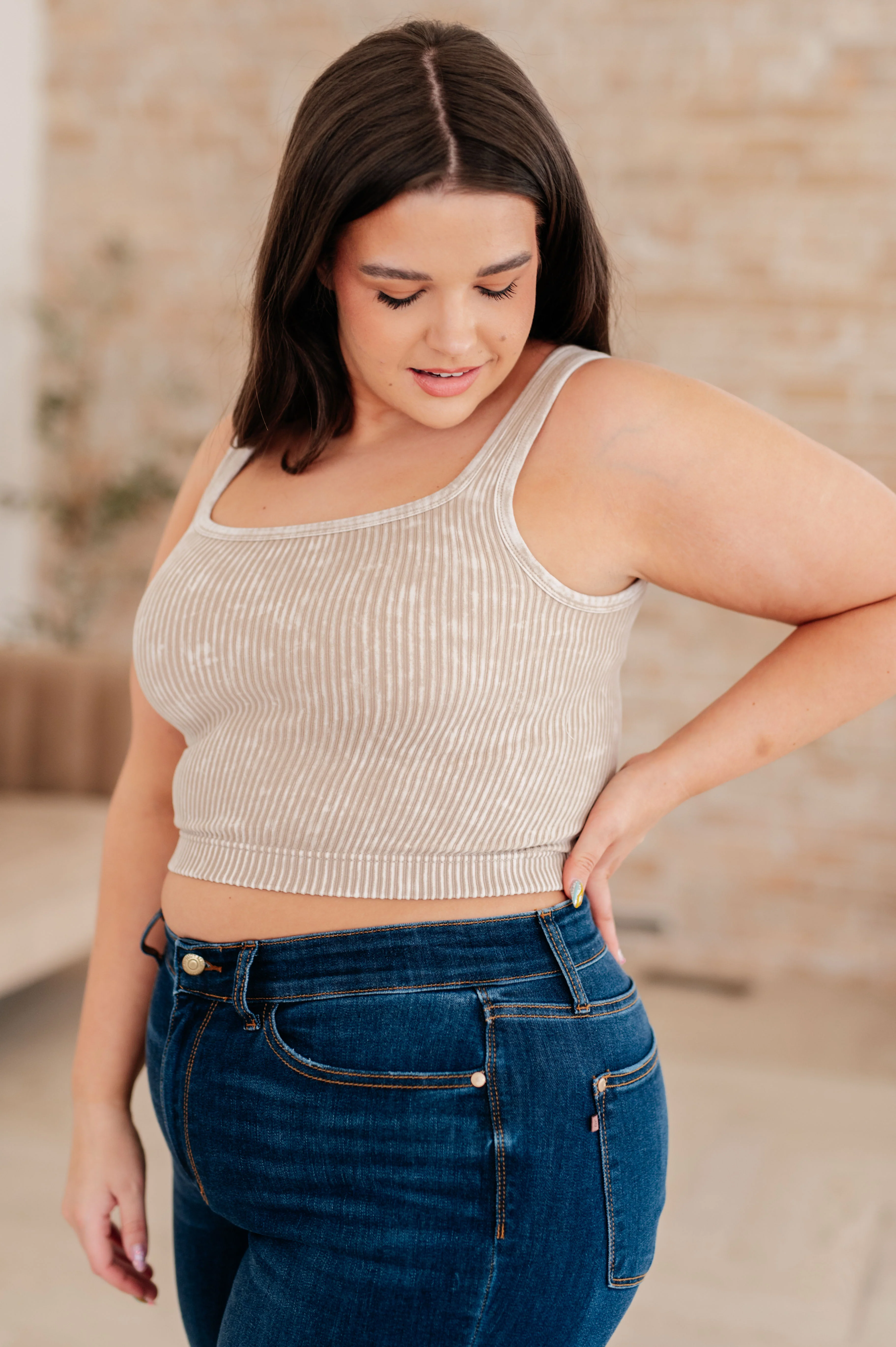 Effortless Reversible Mineral Wash Ribbed Tank in Ash Mocha - 2/22/2024 - Image 3