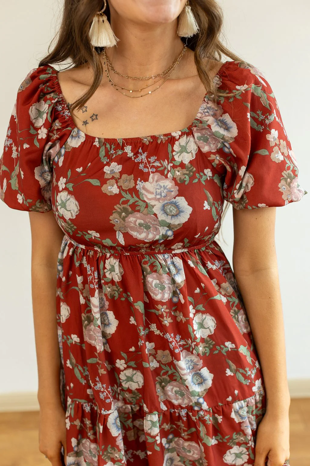 Elizabeth Midi Dress in Rust and Floral - Image 6