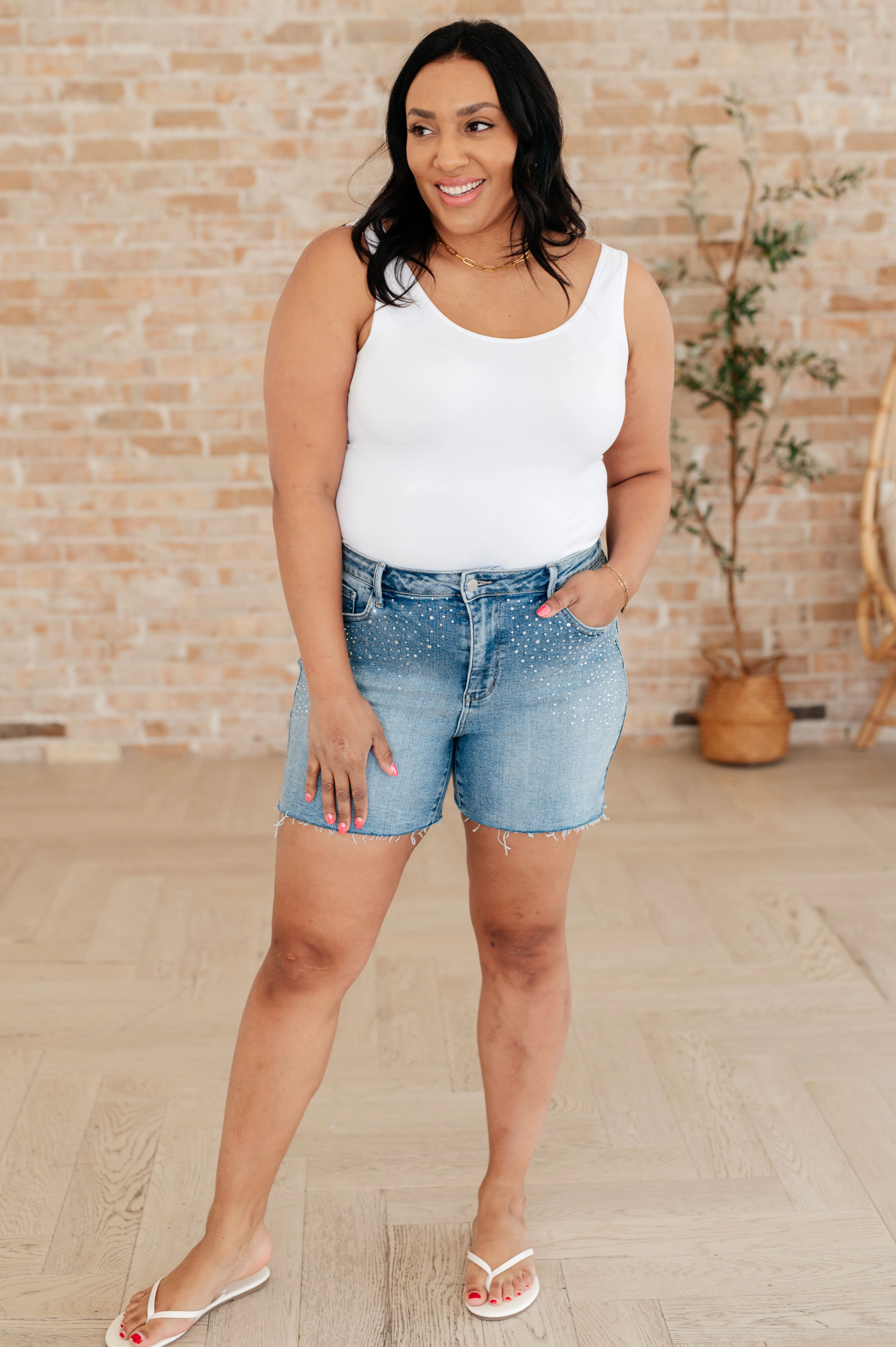 Elle High Rise Rhinestone Cutoff Shorts - 3/9/2026 - Image 3