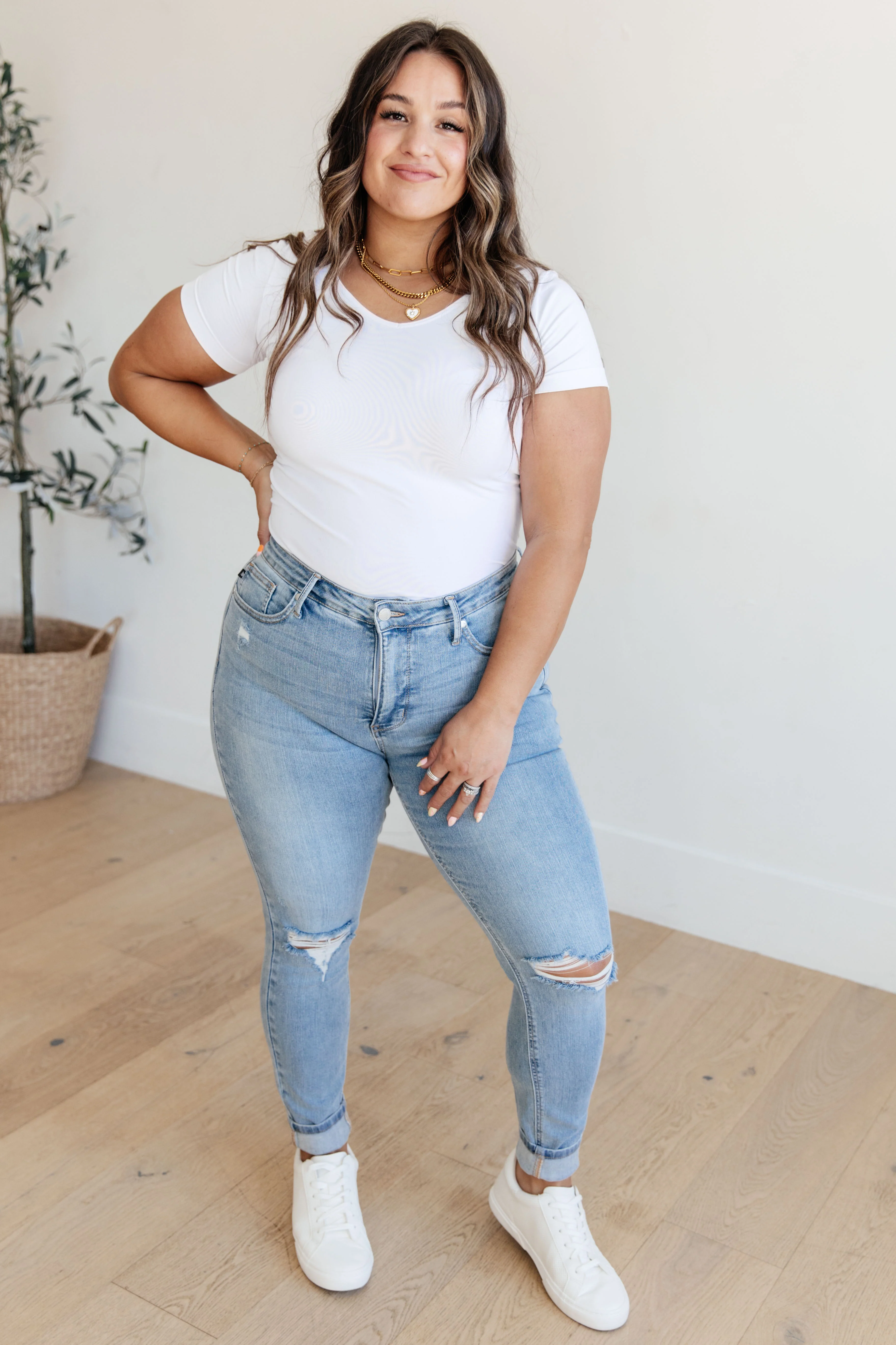Eloise Mid Rise Control Top Distressed Skinny Jeans - 2/21/2024 - Image 4