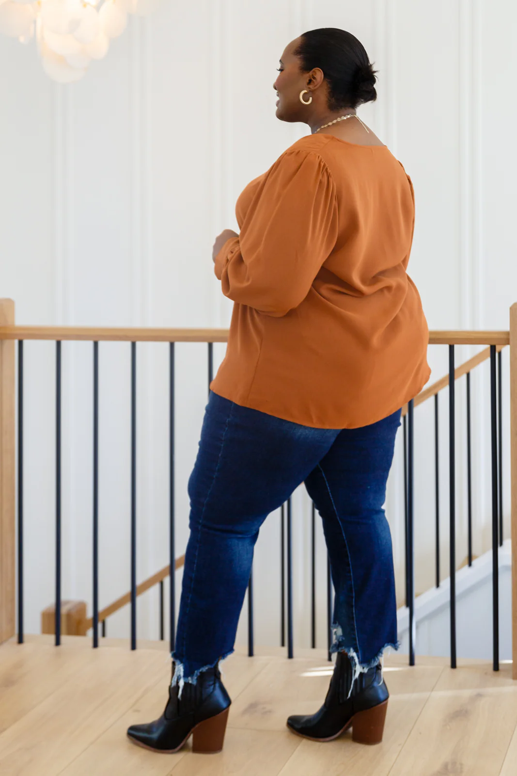 Enjoy This Moment V Neck Blouse In Toffee - 11/8/2022 - Image 13