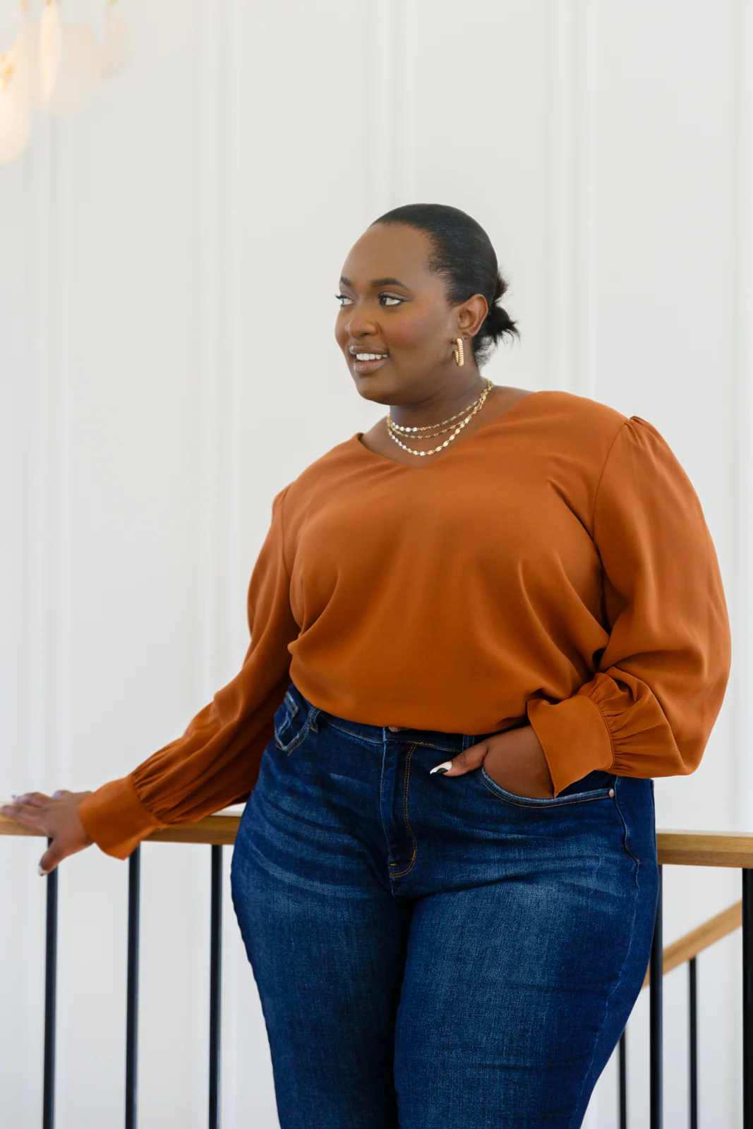 Enjoy This Moment V Neck Blouse In Toffee - 11/8/2022 - Image 20