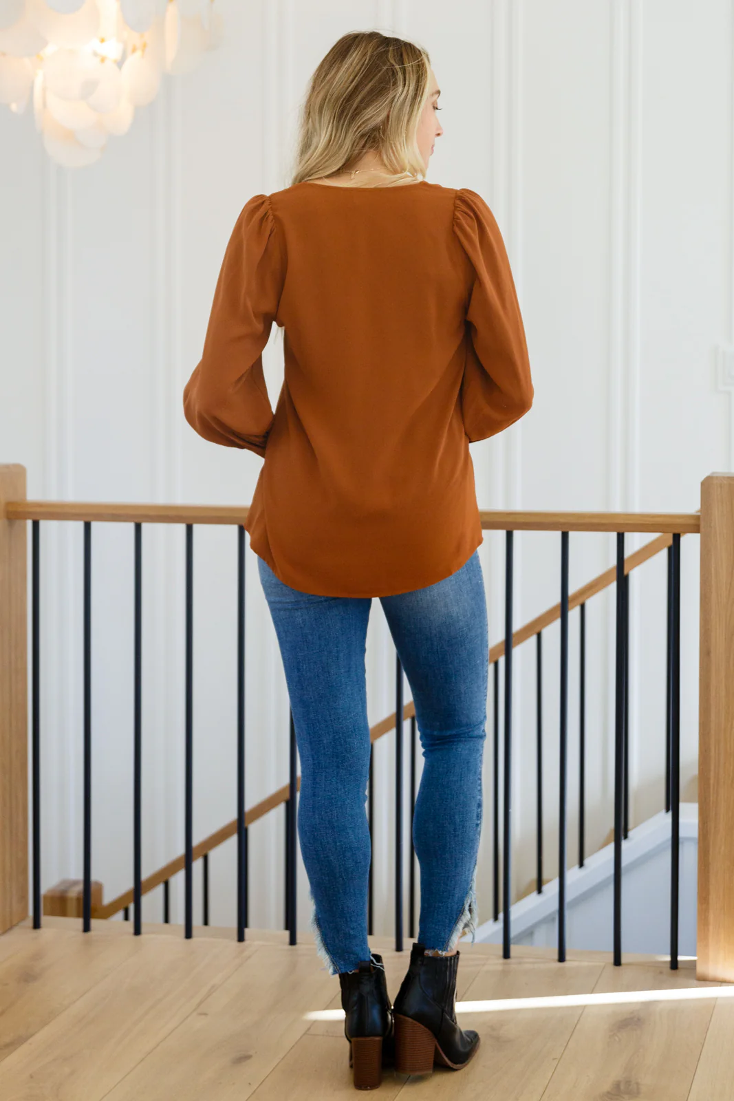 Enjoy This Moment V Neck Blouse In Toffee - 11/8/2022 - Image 5