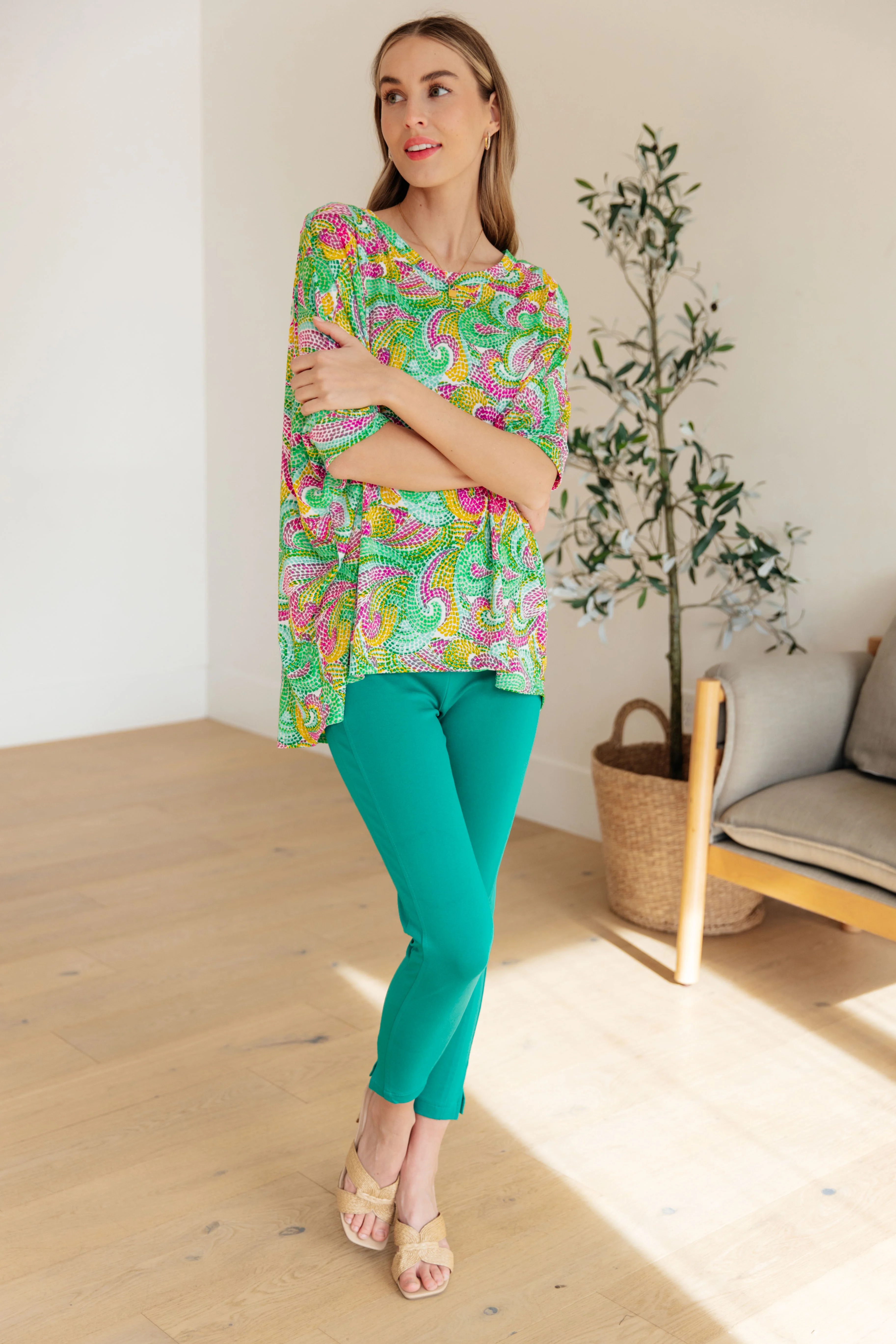 Essential Blouse in Painted Green and Pink - 3/22/2024 - Image 5
