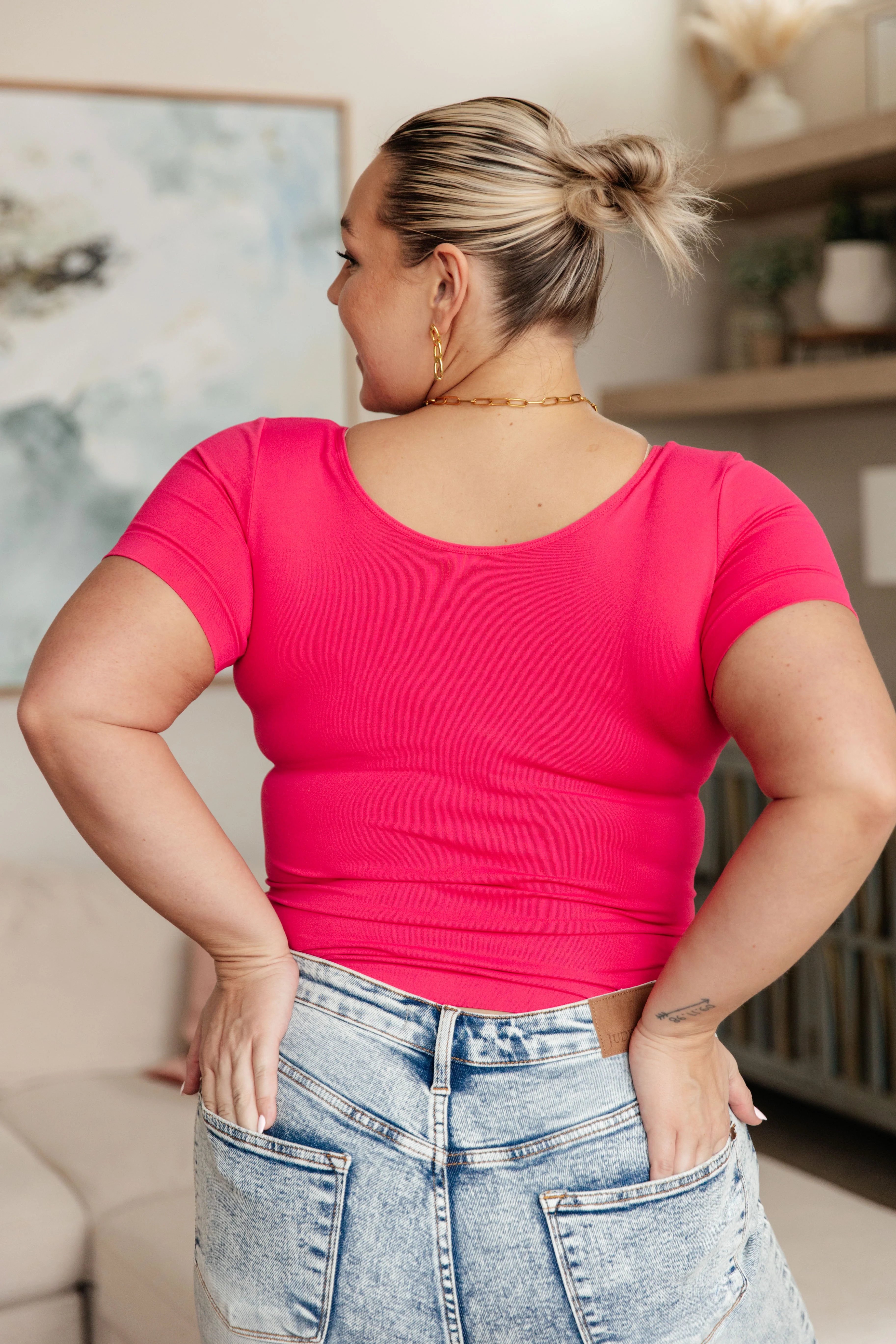 Everyday Scoop Neck Short Sleeve Top in Fuchsia - 2/16/2024 - Image 7