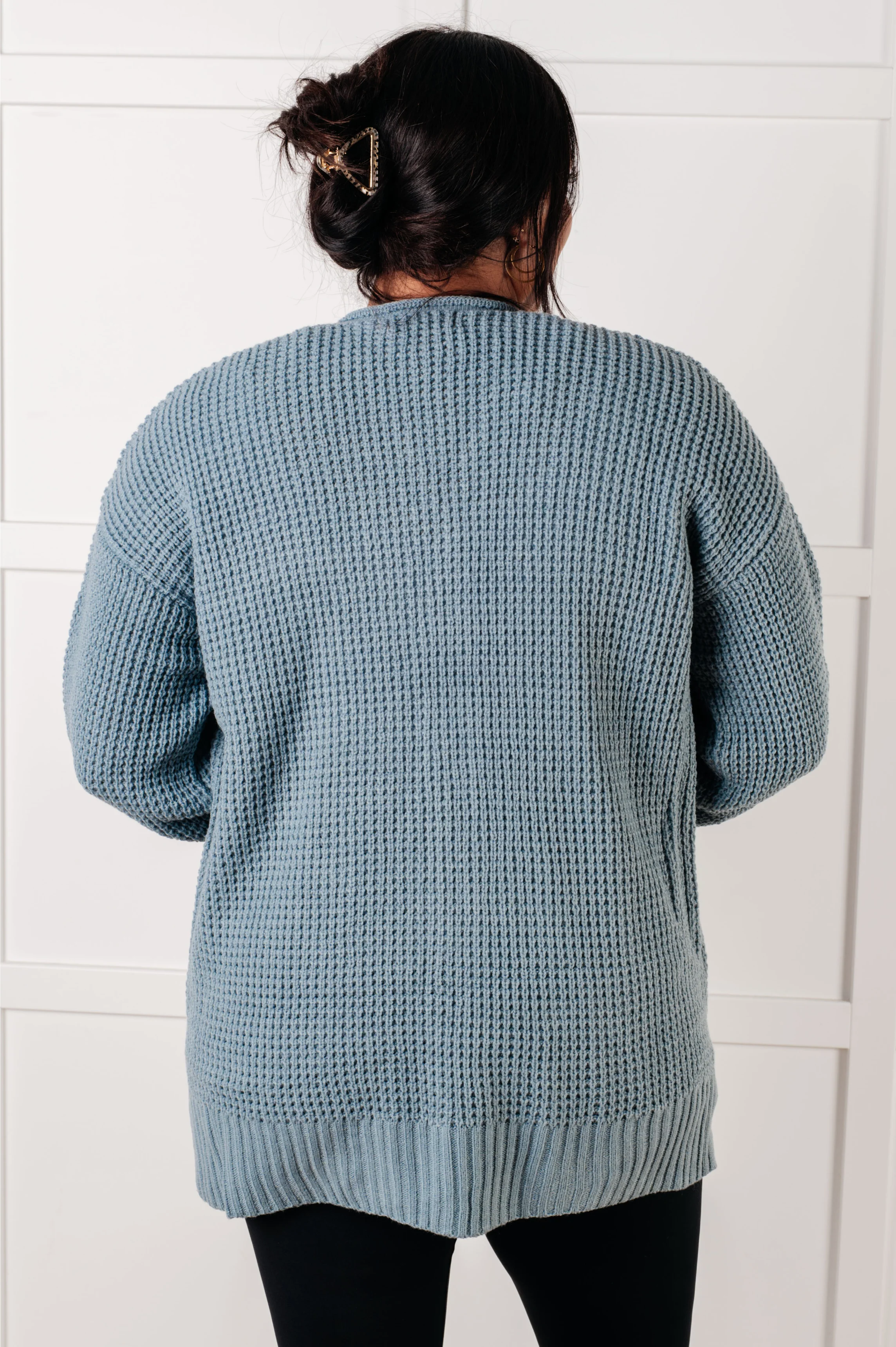 Everything Layer Waffle Knit Open Front Cardigan in Blue Grey - 1/29/2025 - Image 10