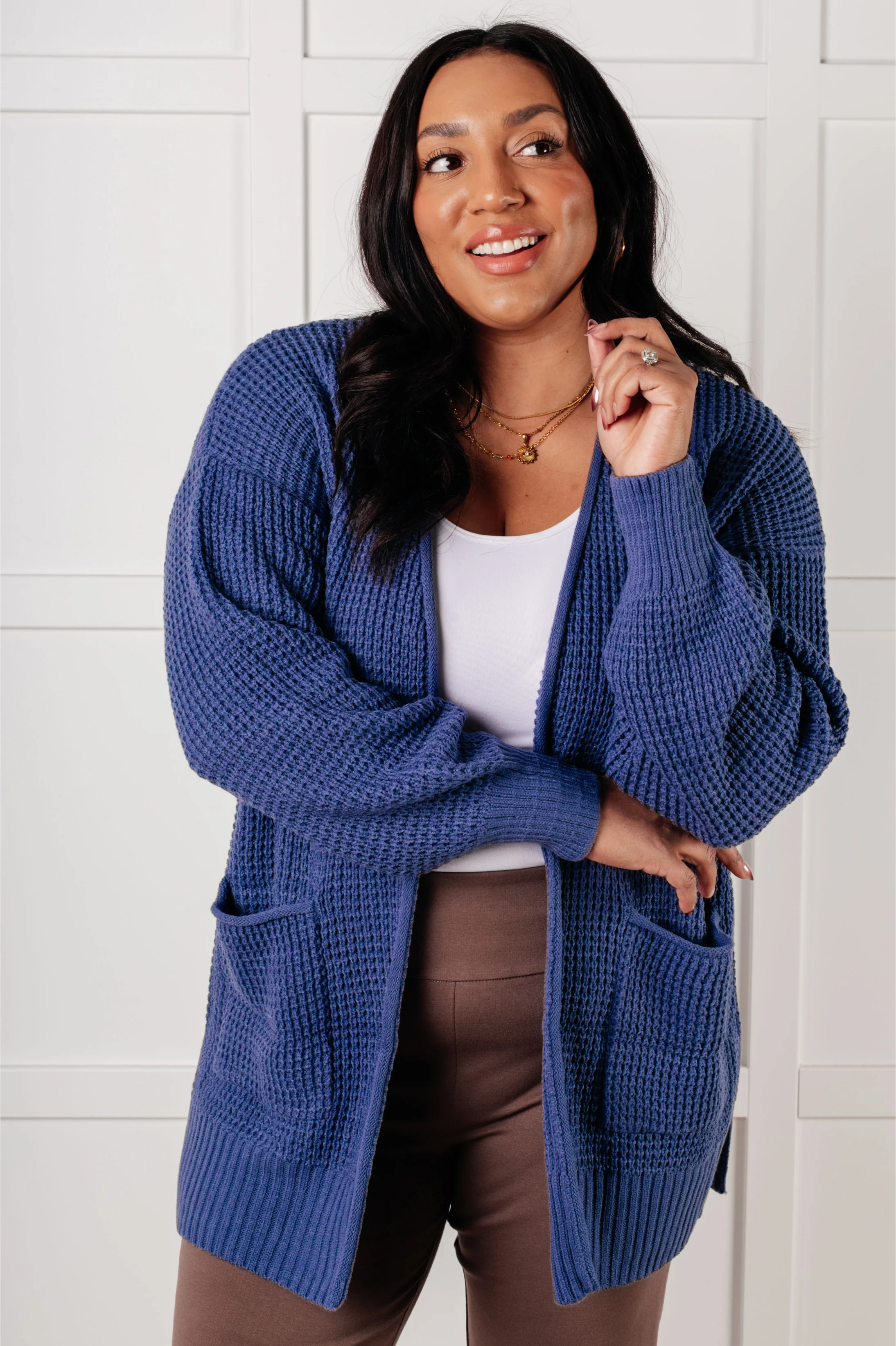 Everything Layer Waffle Knit Open Front Cardigan in Marlin - 1/29/2025 - Image 6