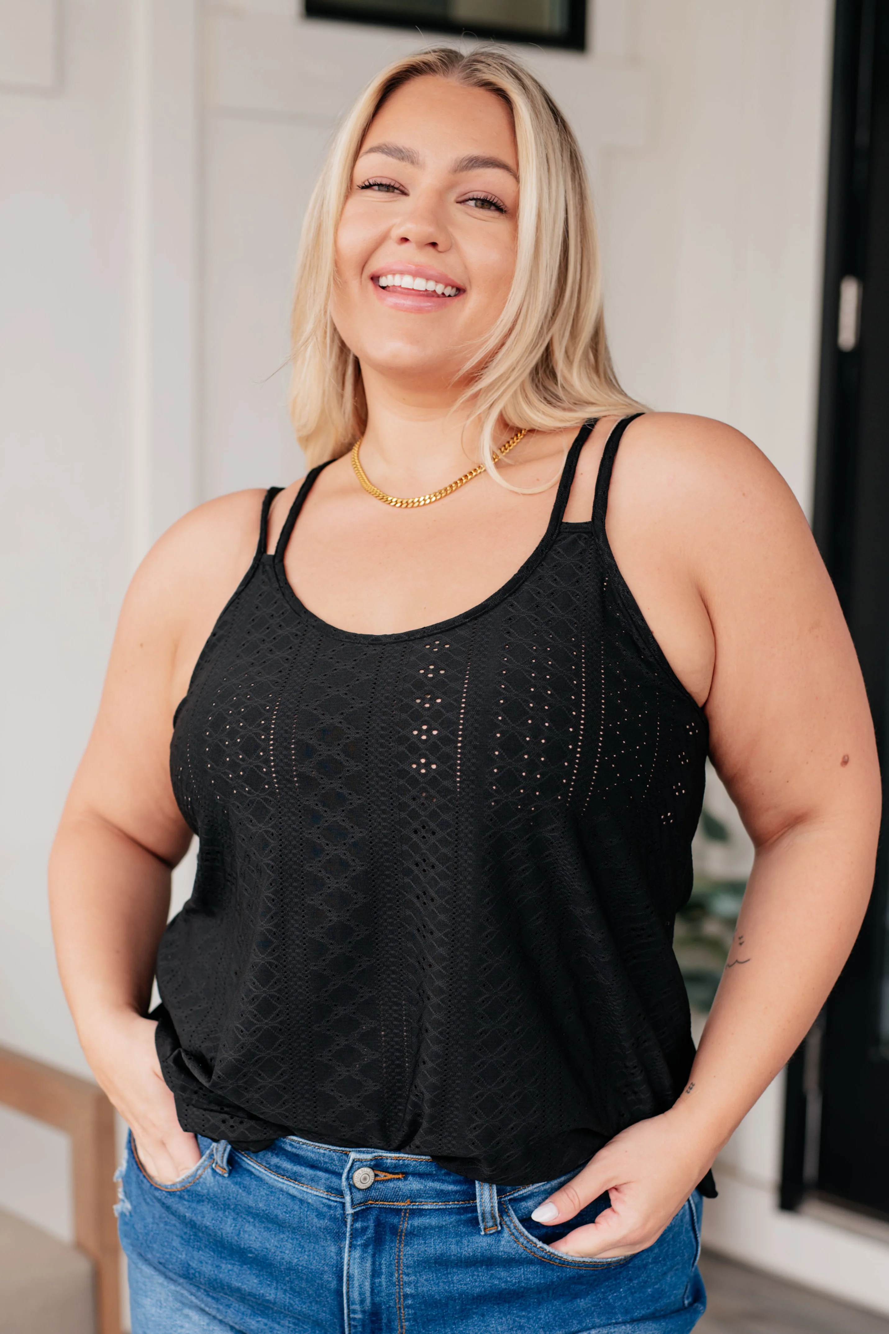 Eye on the Prize Eyelet Tank in Black - 5/16/2024 - Image 3