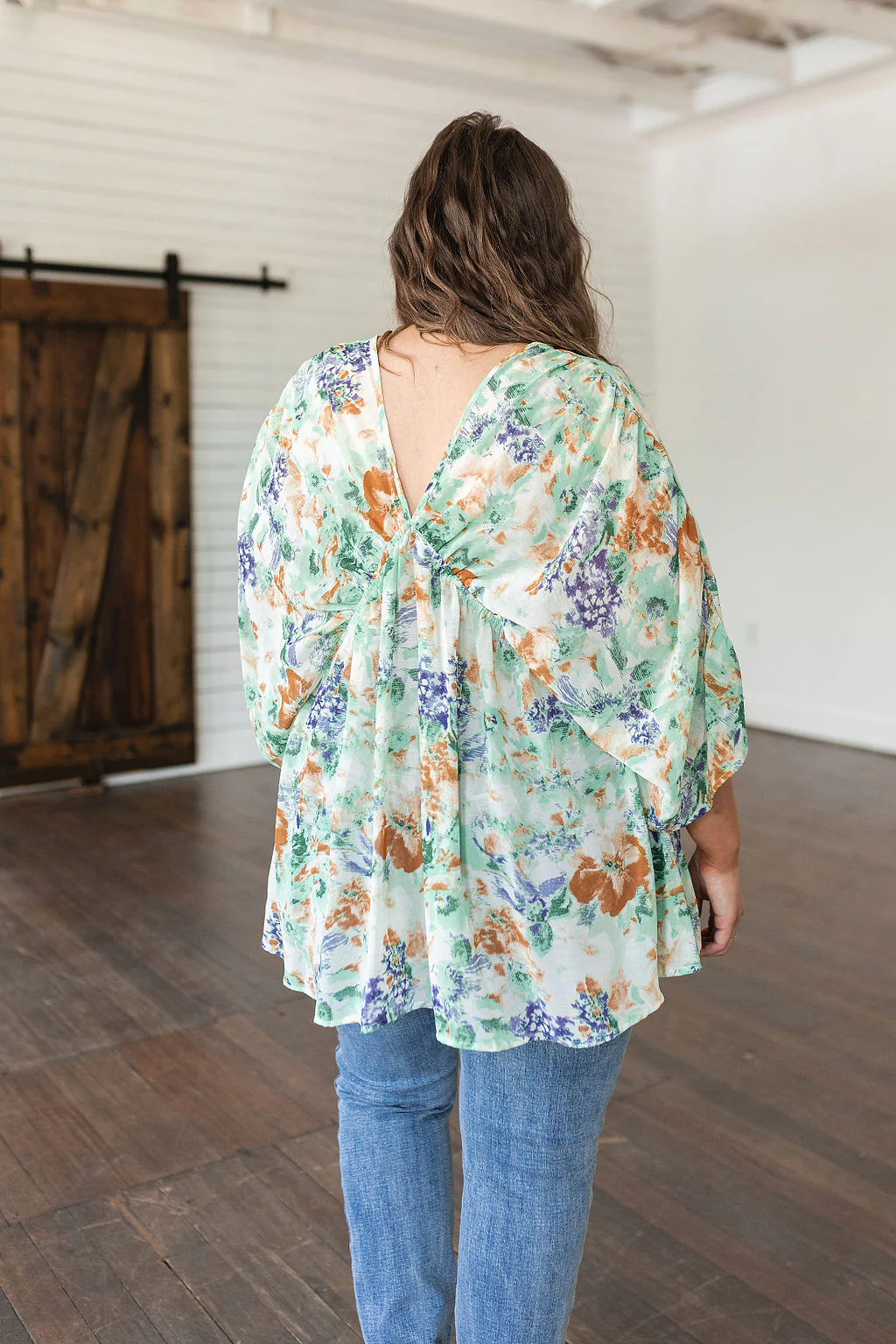 Fabled in Floral Draped Peplum Top in Ivory - 7/11/2023 - Image 6