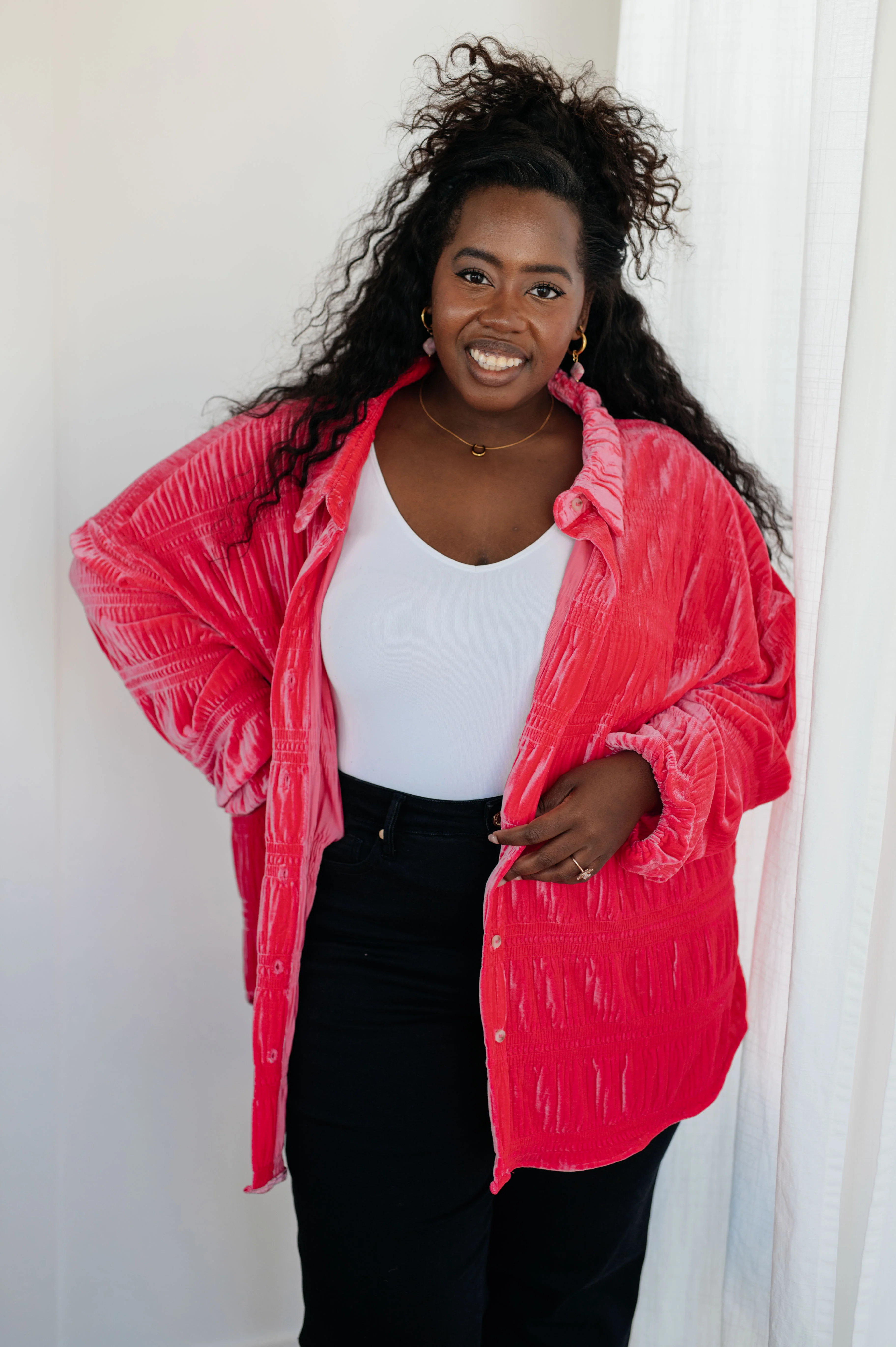 Feeling Fuchsia Velvet Button Down - 11/17/2023 - Image 3