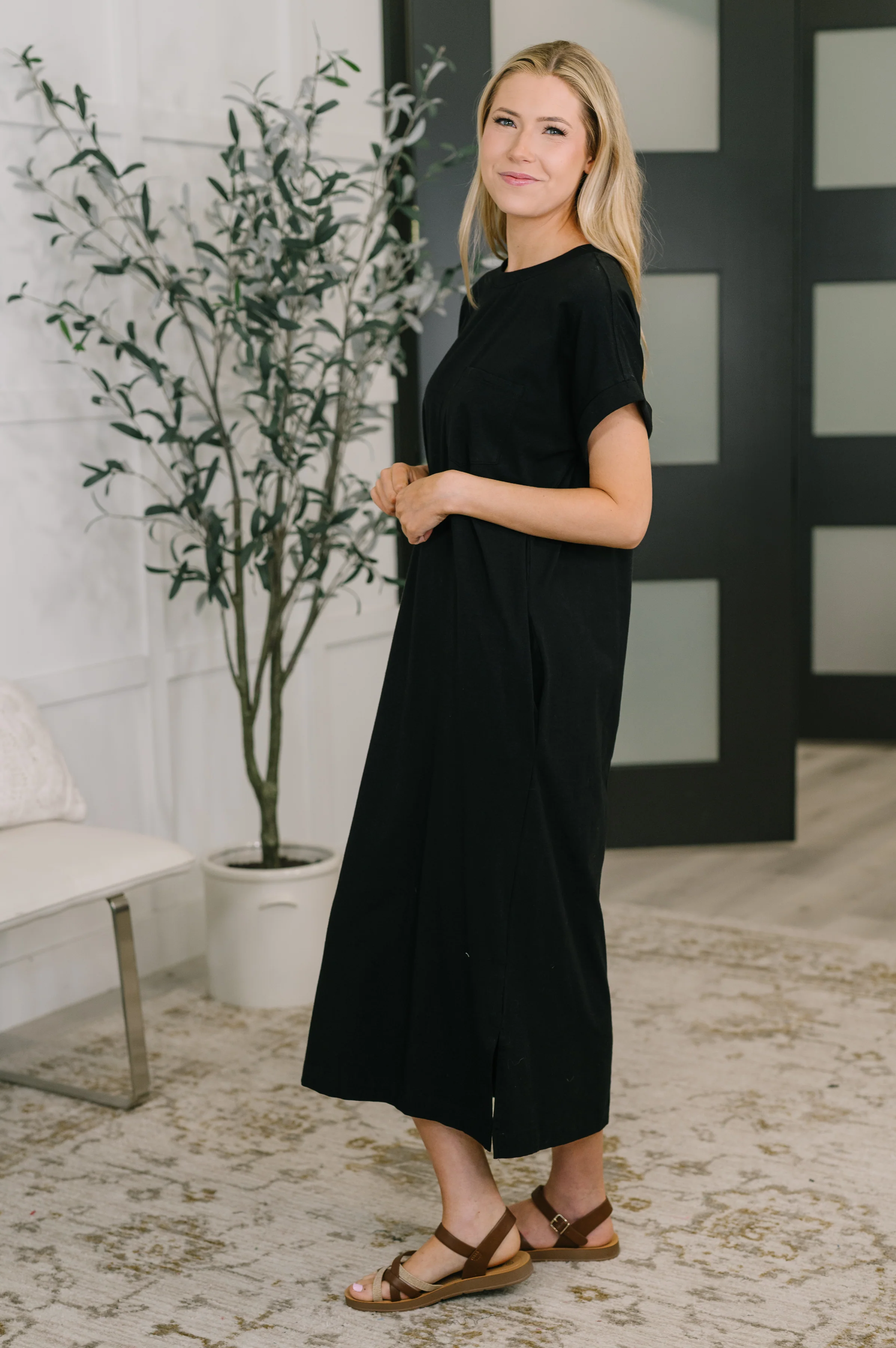 Fix You Right Up Short Sleeve Midi Dress in Black - 7/27/2026 - Image 3