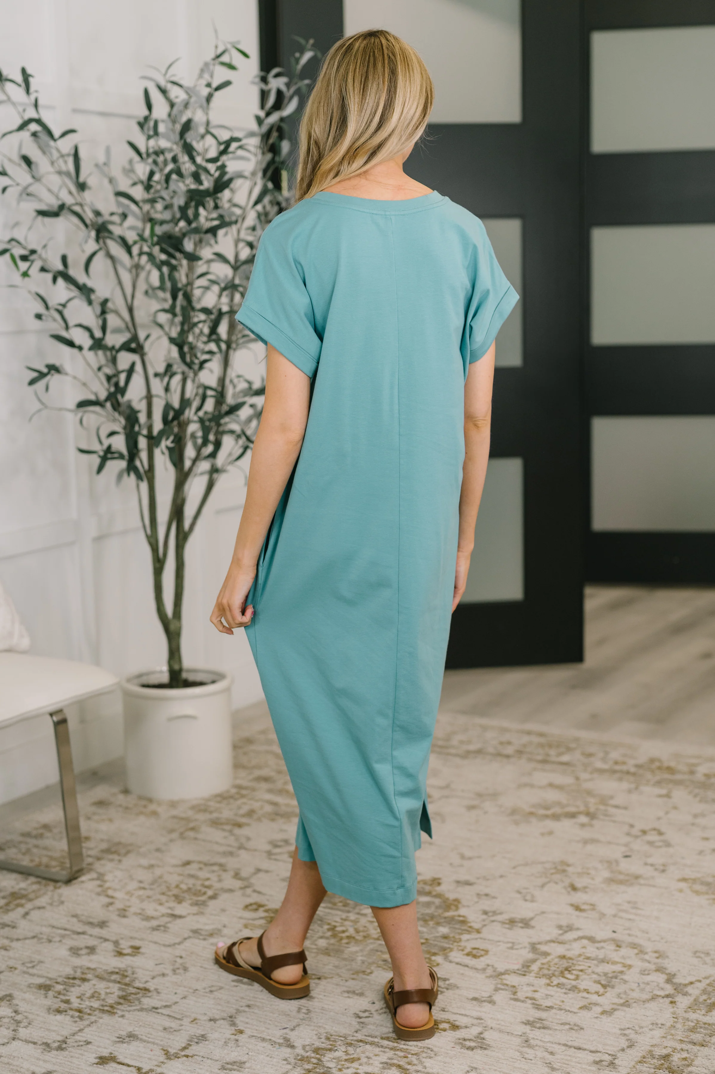 Fix You Right Up Short Sleeve Midi Dress in Dusty Teal - 7/27/2026 - Image 4