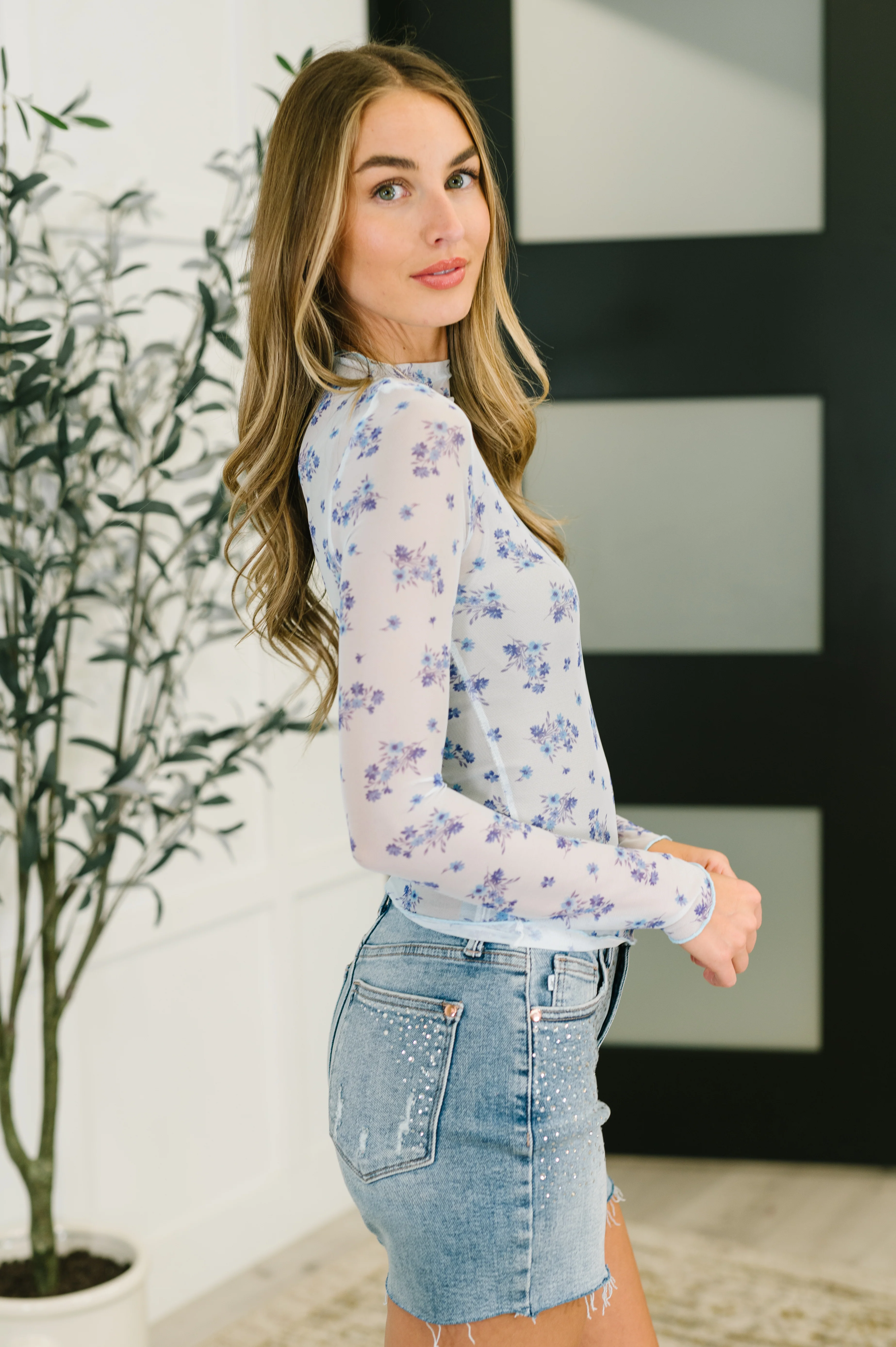 Flirty by Nature Mesh Layering Top in Light Blue - 7/6/2026 - Image 4