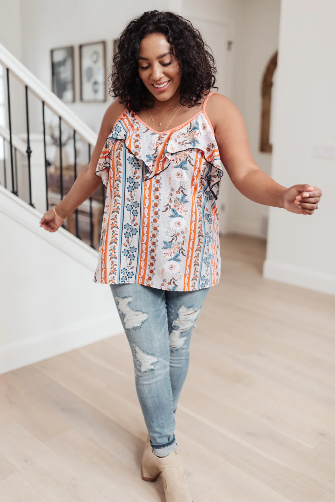 Flirty Florals Tank in Blush/Orange - 8/17/2021 - Image 3