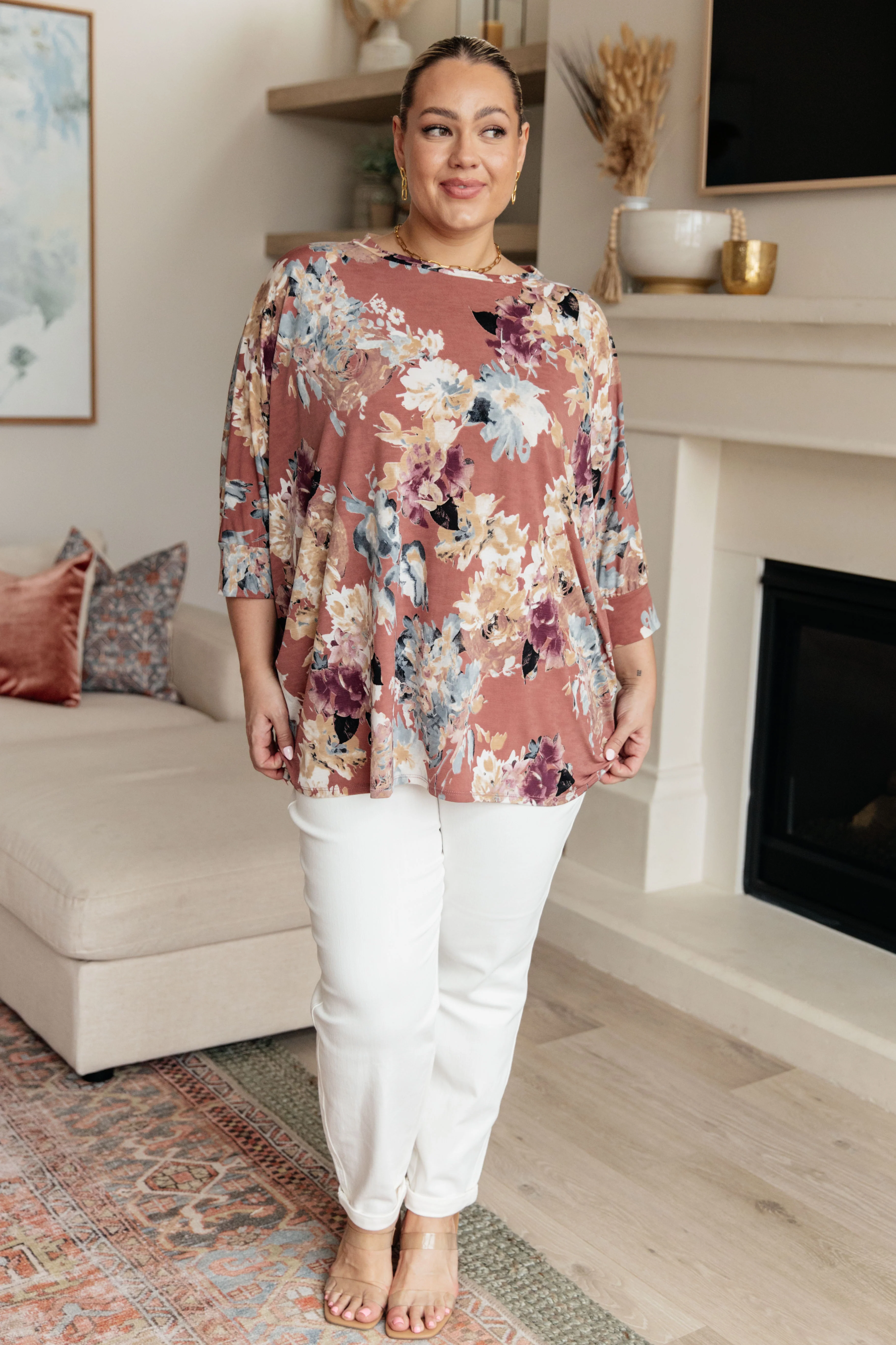 Float On Floral Top in Marsala - 2/15/2024 - Image 4
