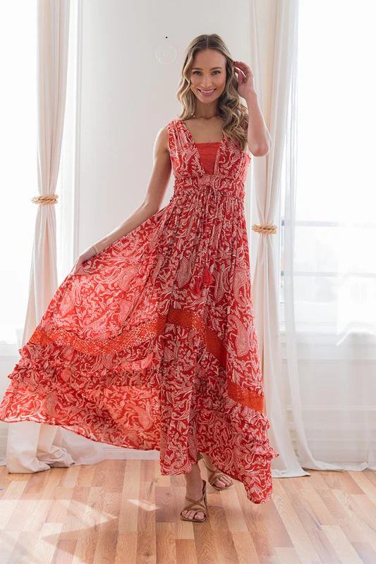 Floral Maxi Dress in Rust - Image 2
