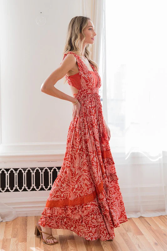 Floral Maxi Dress in Rust - Image 3