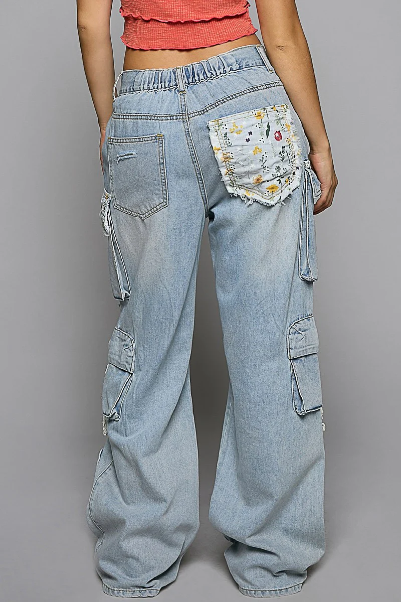 Floral Patches Multi Pockets Cargo Pants - Image 5