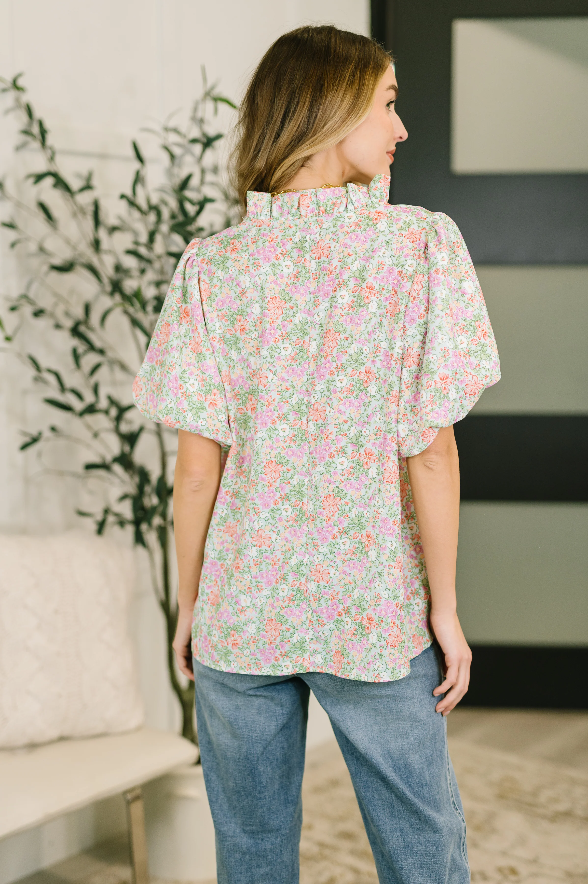 Flower Picking Notch Neck Blouse - 7/23/2026 - Image 5