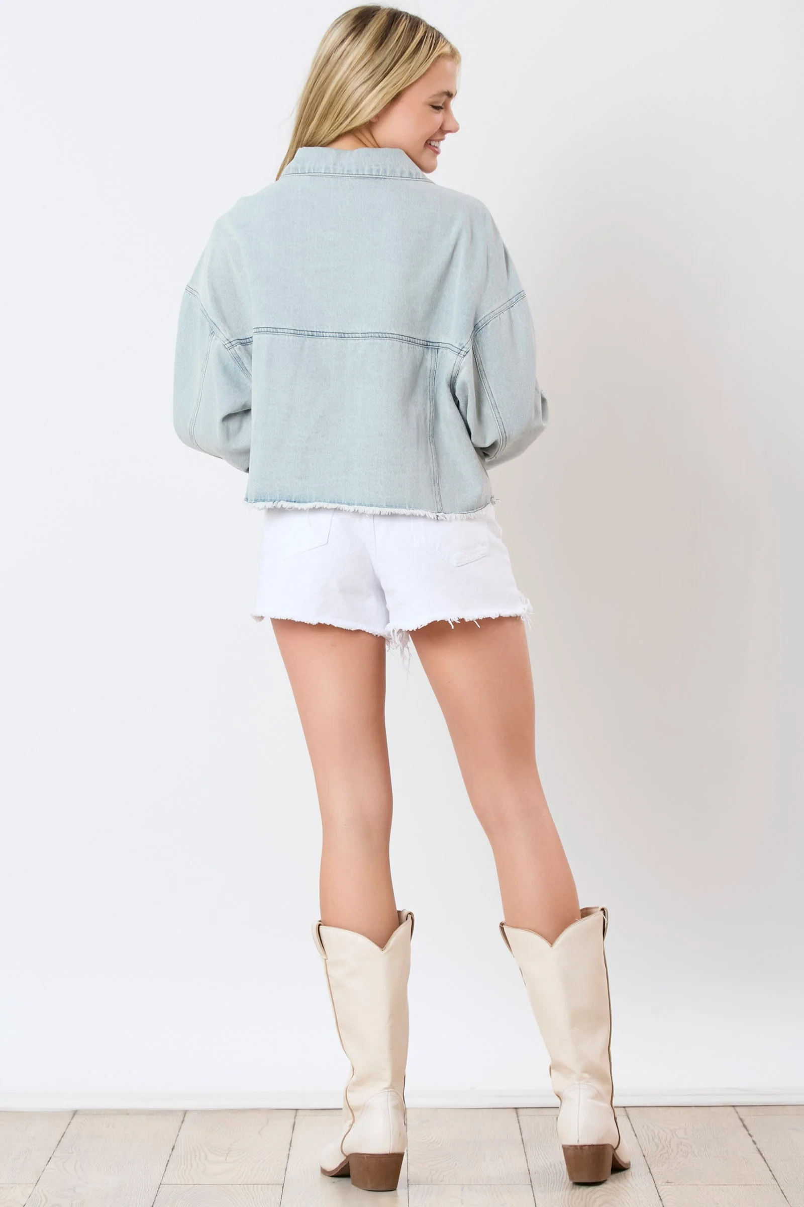 Football Towel & Sequin Embroidery Denim Jacket - Image 8