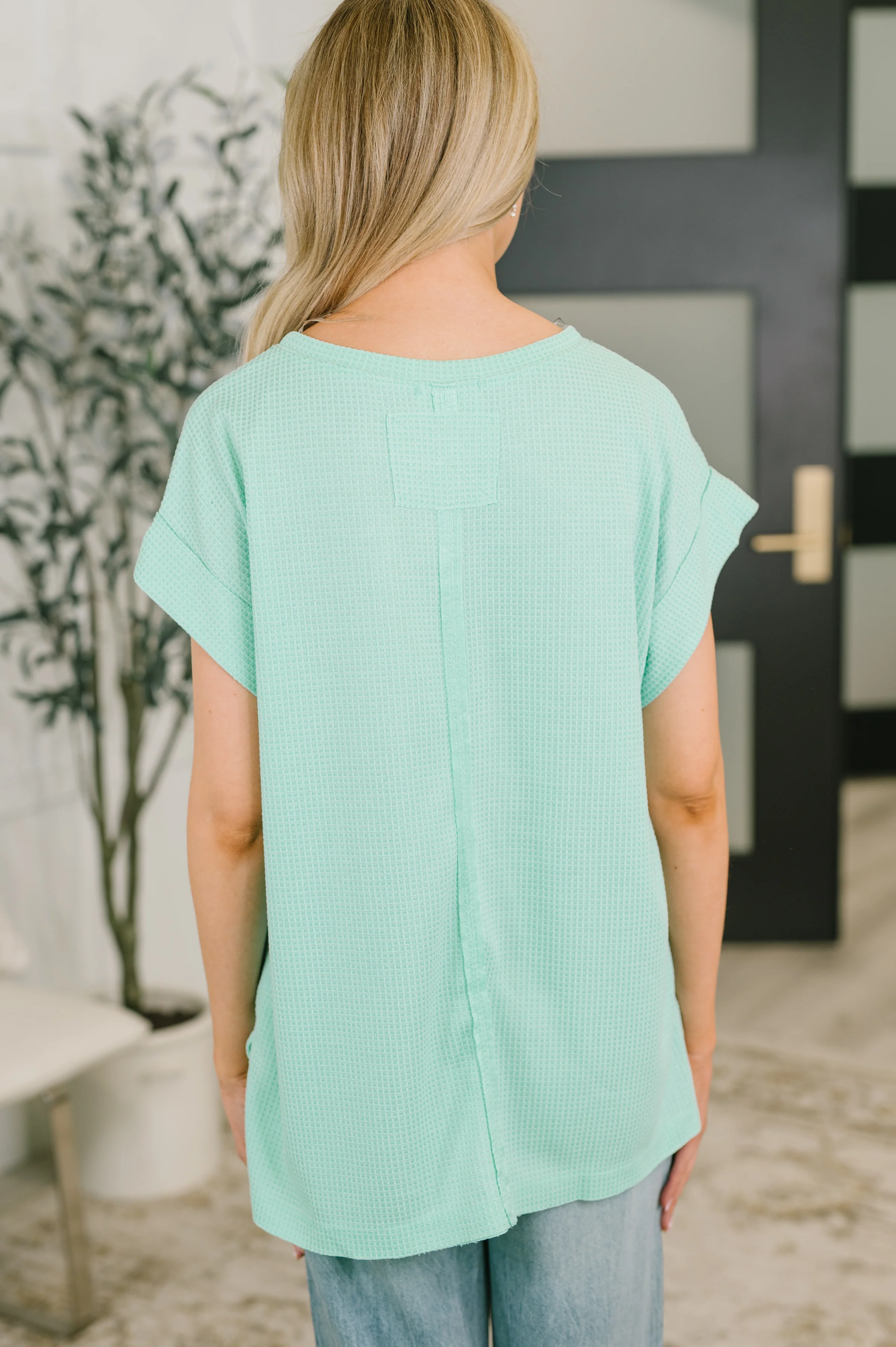Foundation First Waffle Knit Relaxed Tee in Mint - 6/19/2026 NEW - Image 6