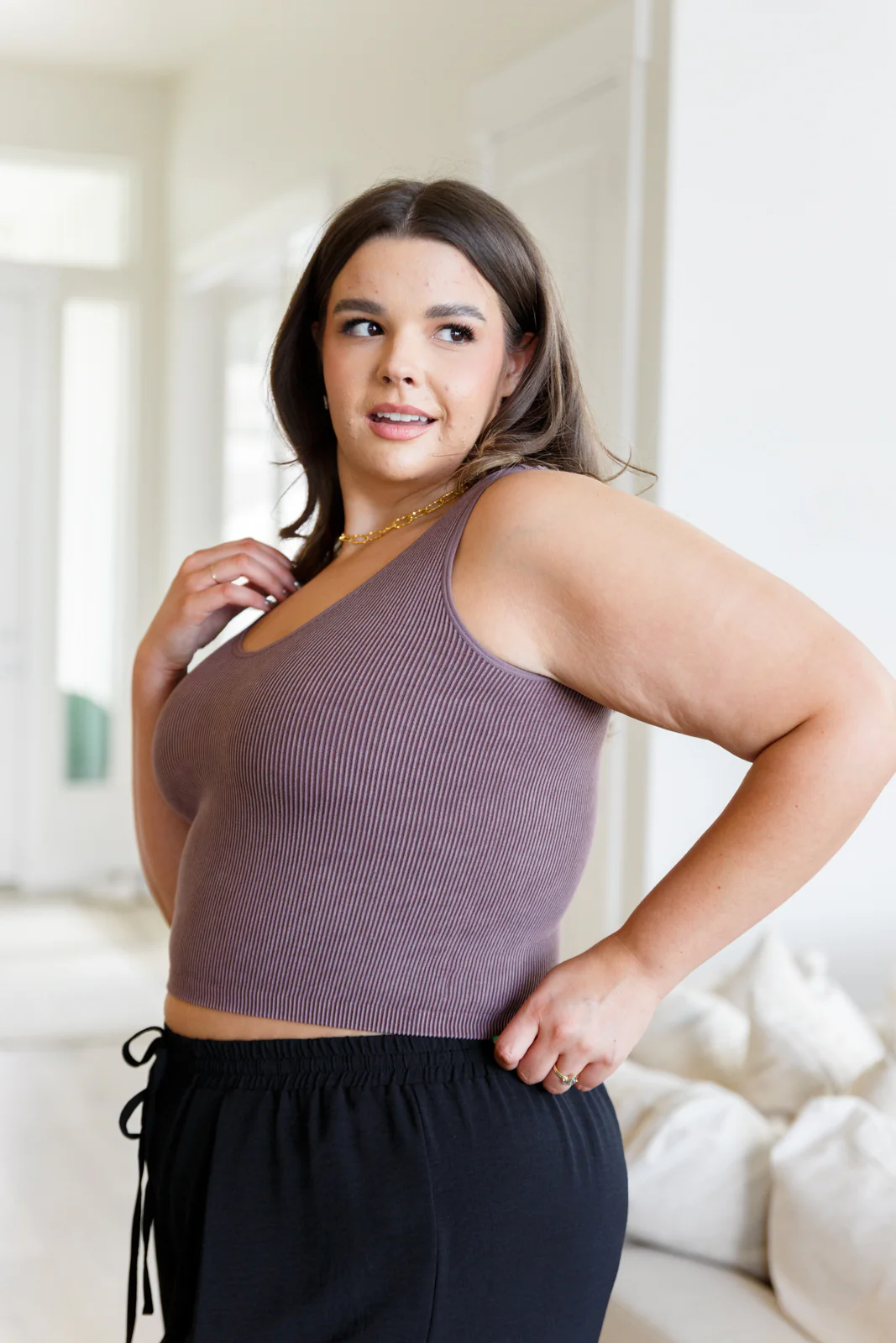 Fundamentals Ribbed Seamless Reversible Tank in Brown - 12/5/2023 - Image 4