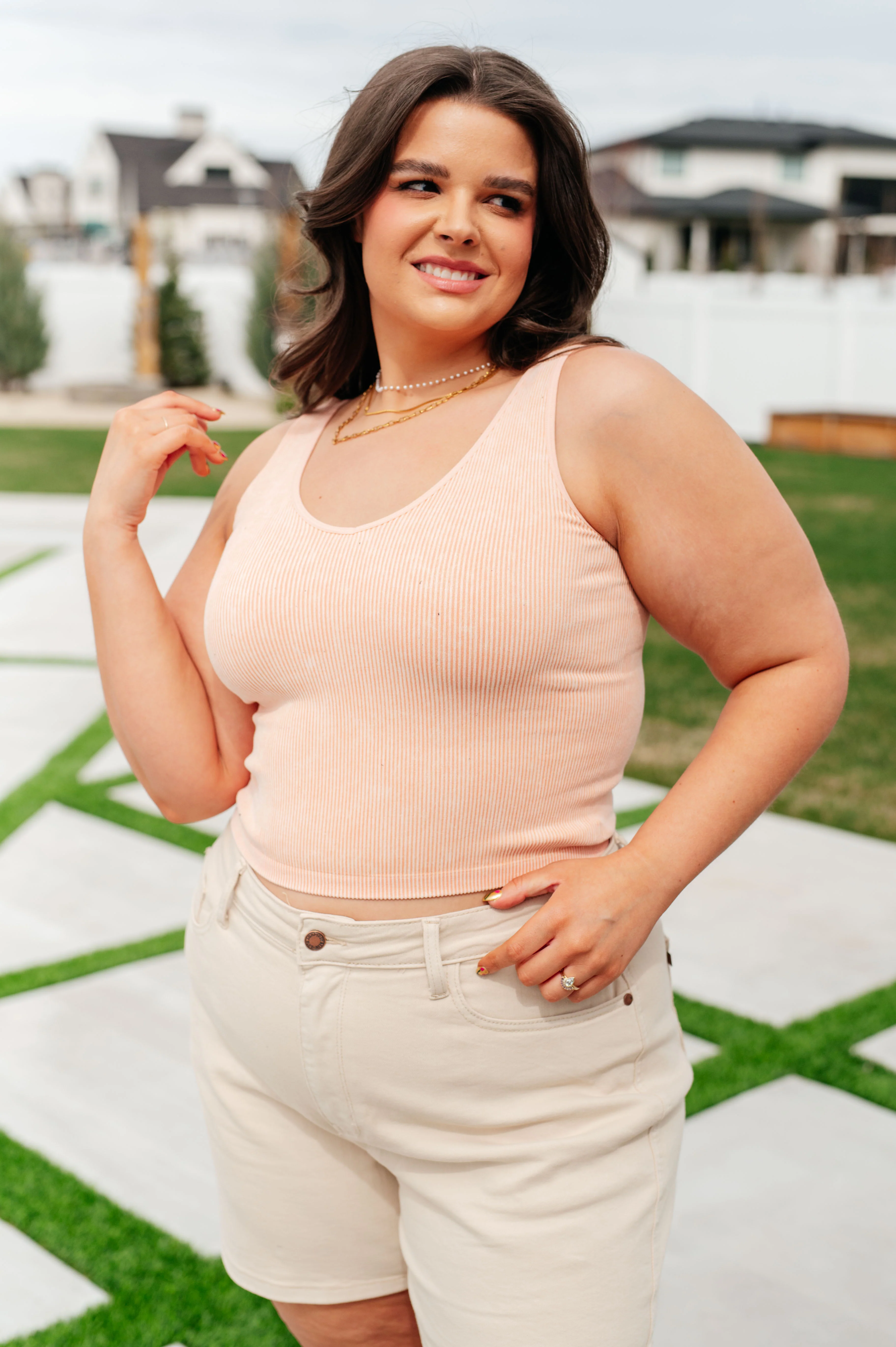 Fundamentals Ribbed Seamless Reversible Tank in Peach - 2/27/2024 - Image 4