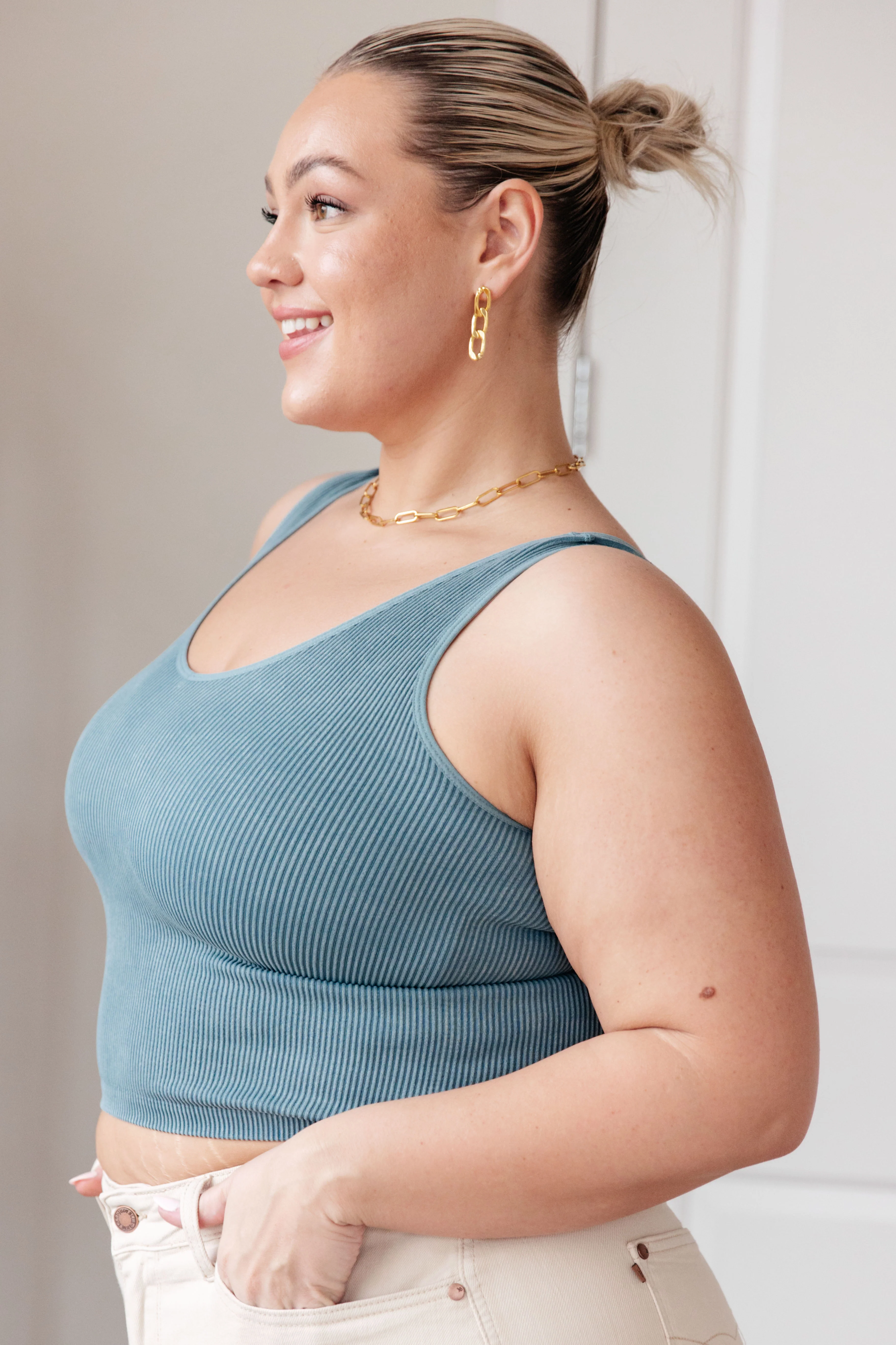 Fundamentals Ribbed Seamless Reversible Tank in Vintage Blue - 2/15/2024 - Image 4