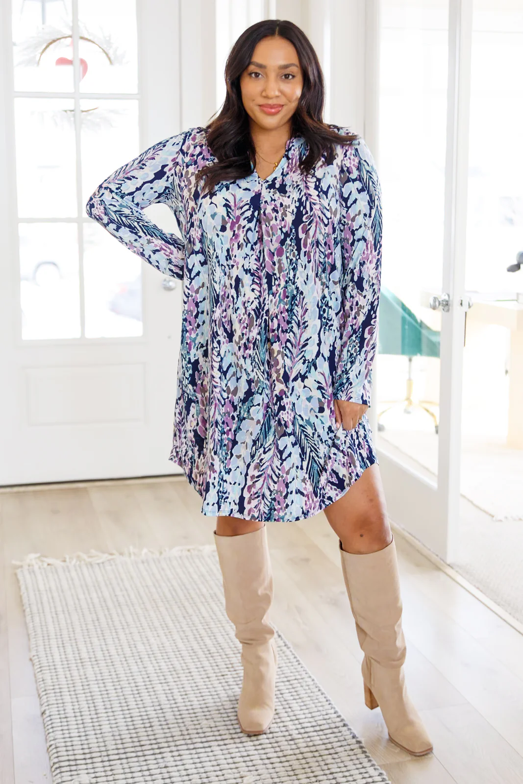 Generally Speaking V-Neck Dress in Navy Floral - 12/21/2023 - Image 3