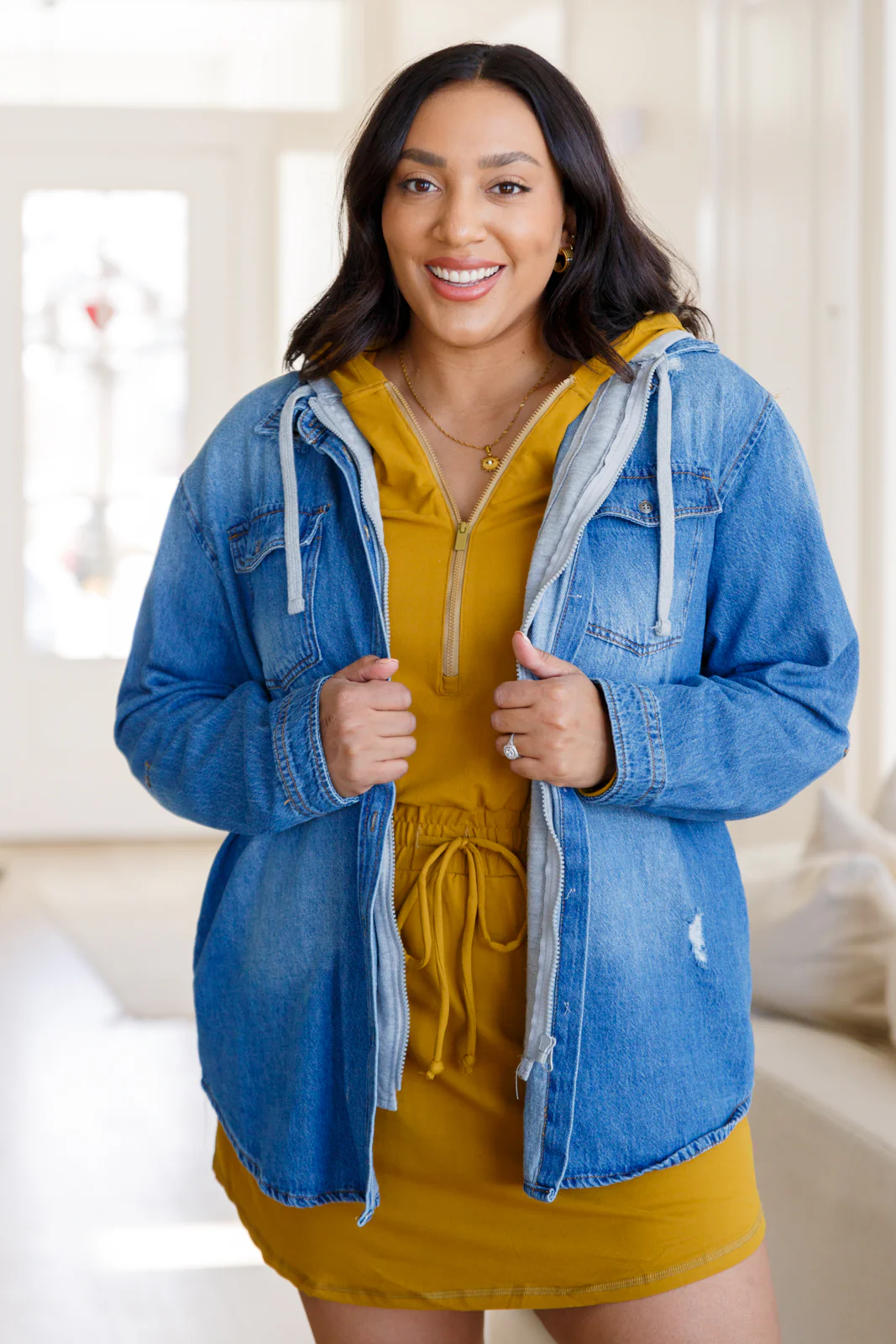Getting Out Long Sleeve Hoodie Romper Gold Spice - 2/6/2024 - Image 4