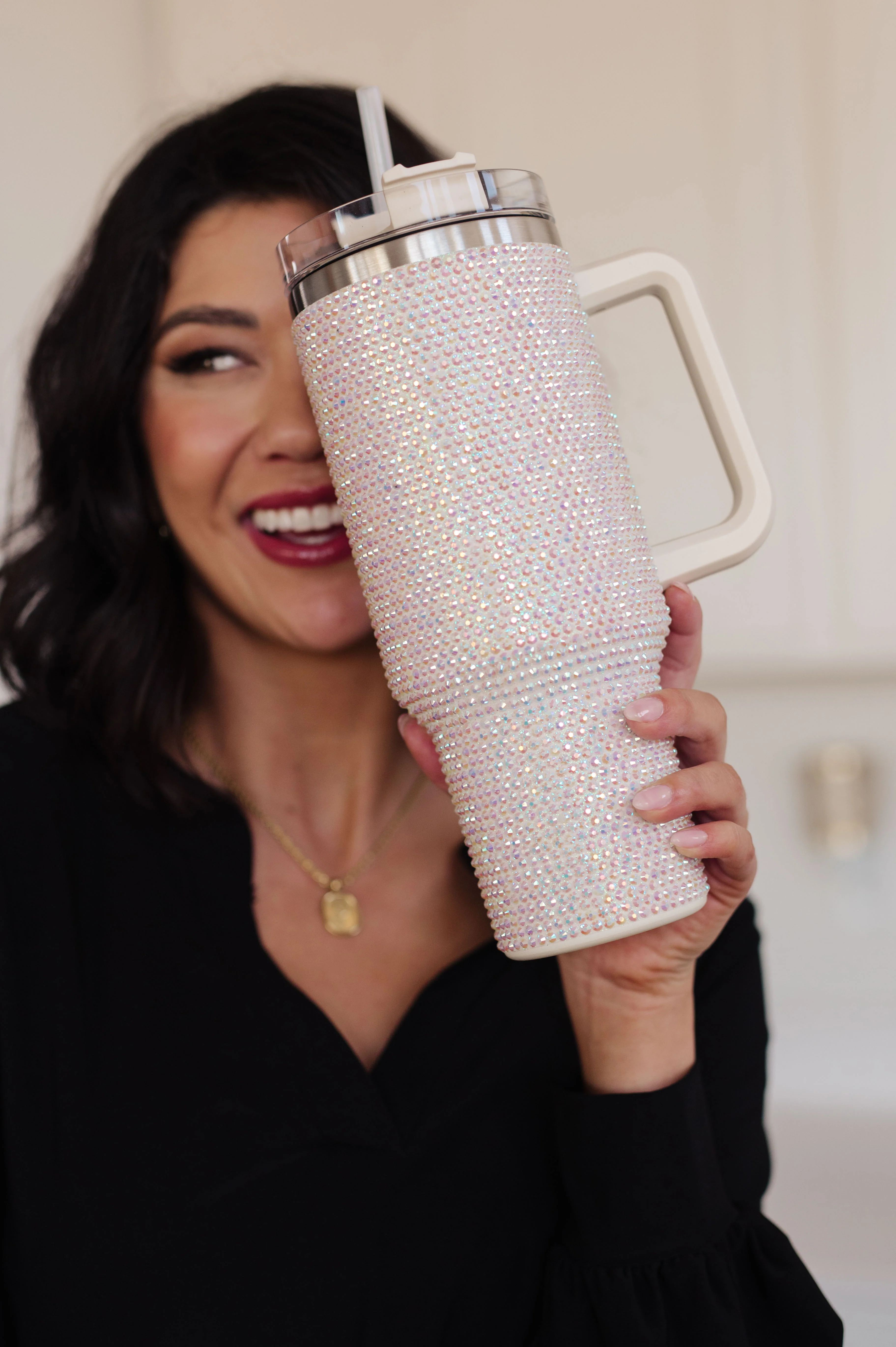 Glam Girl 40 oz Rhinestone Tumbler in White - 11/20/2023 - Image 2