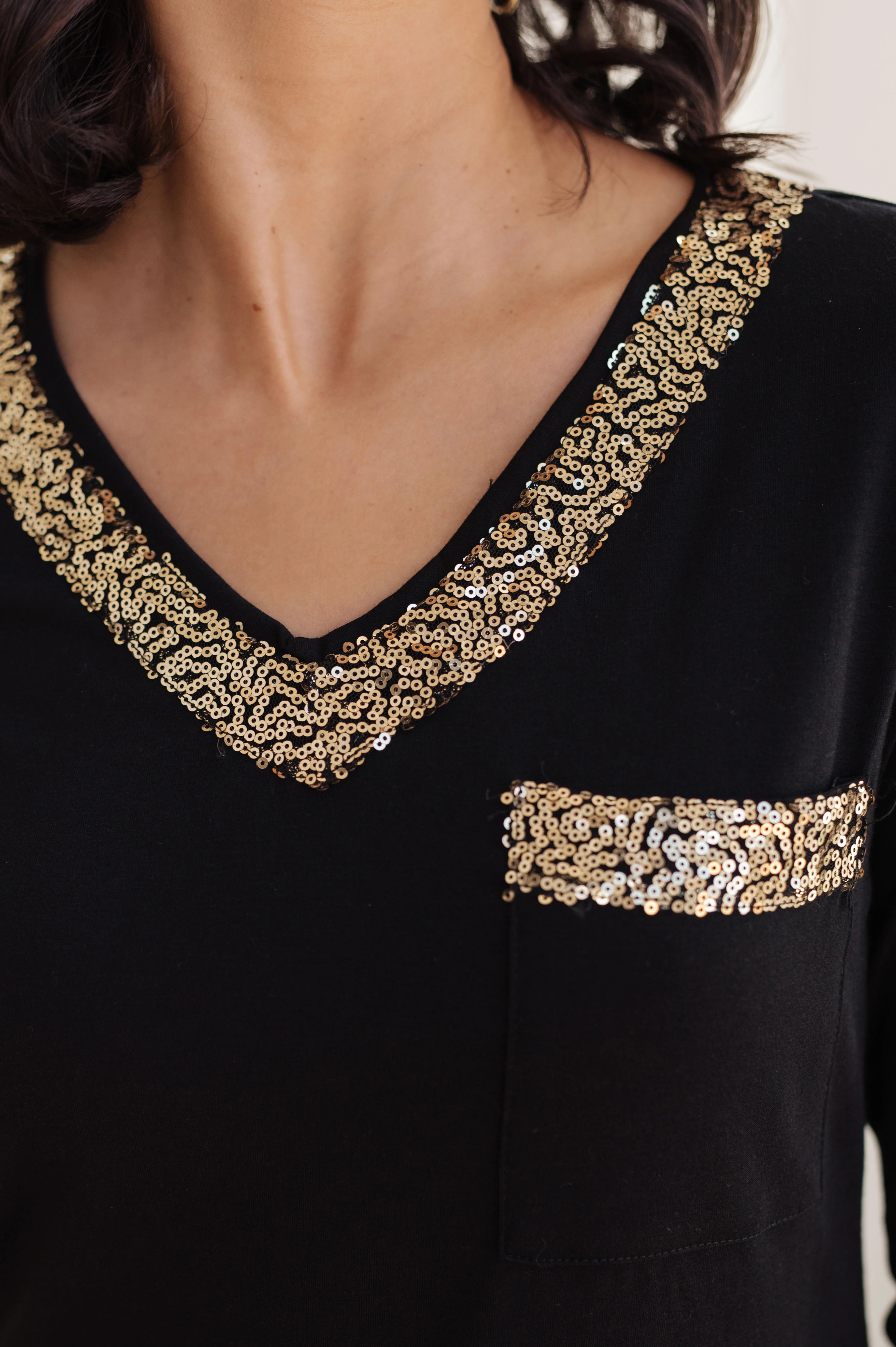Glitter Lining Long Sleeve V-Neck Top - 11/21/2024 - Image 8