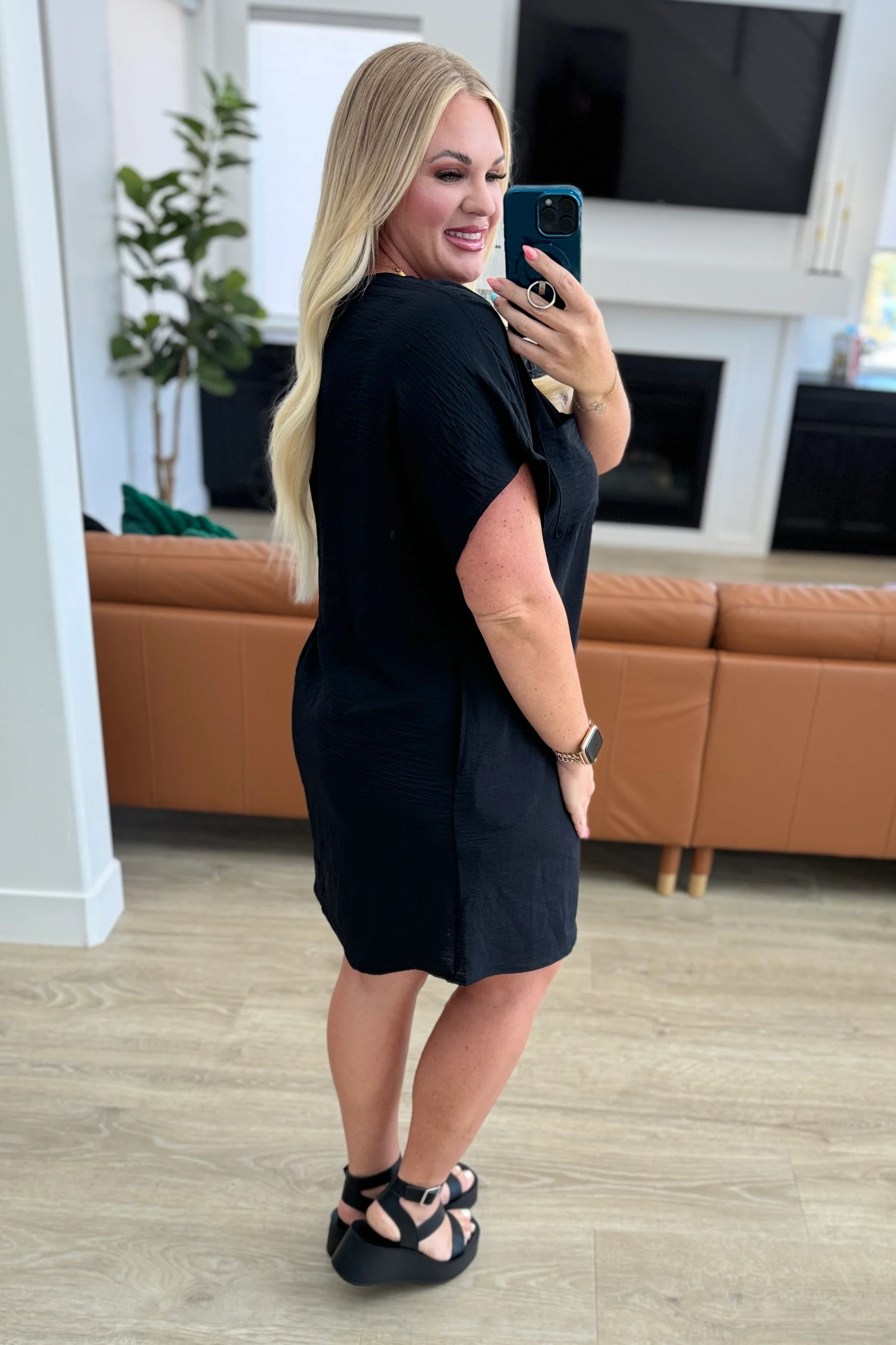 Go-Go Girl V-Neck T-Shirt Dress in Black - 7/4/2024 - Image 4