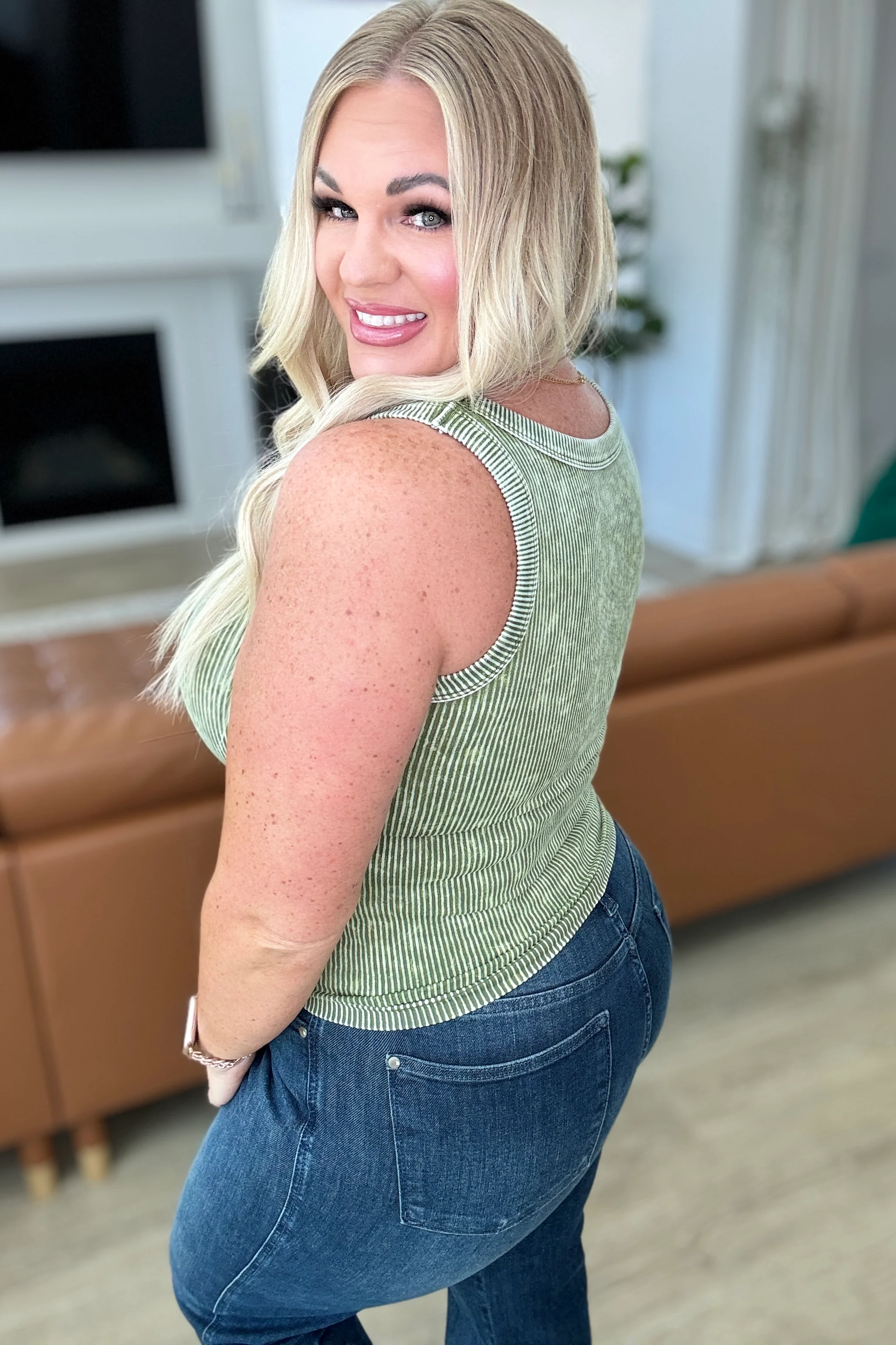 Go the Distance Ribbed Tank in Ash Olive - 7/17/2024 - Image 4