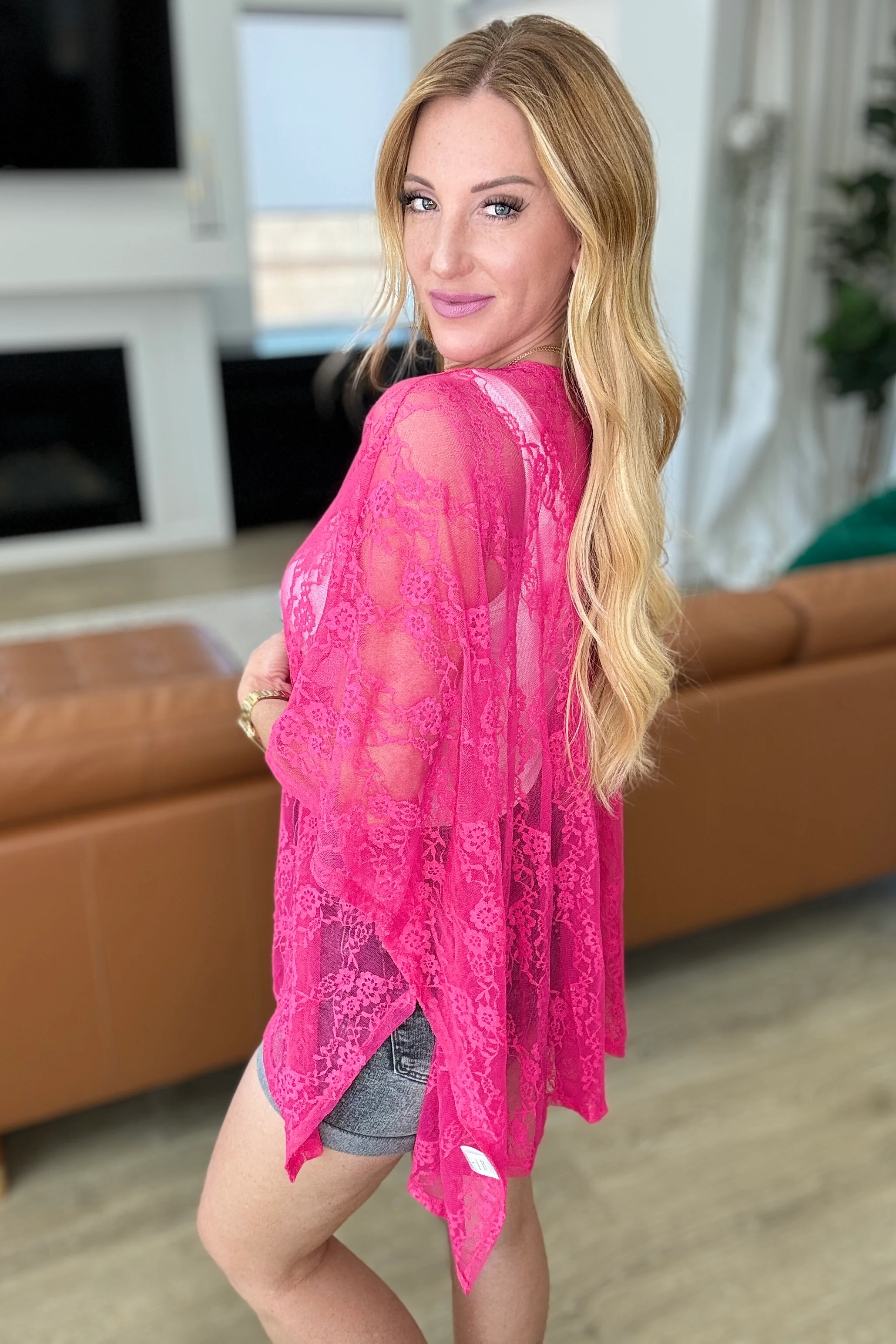 Good Days Ahead Lace Kimono In Fuchsia - 5/8/2024 - Image 5