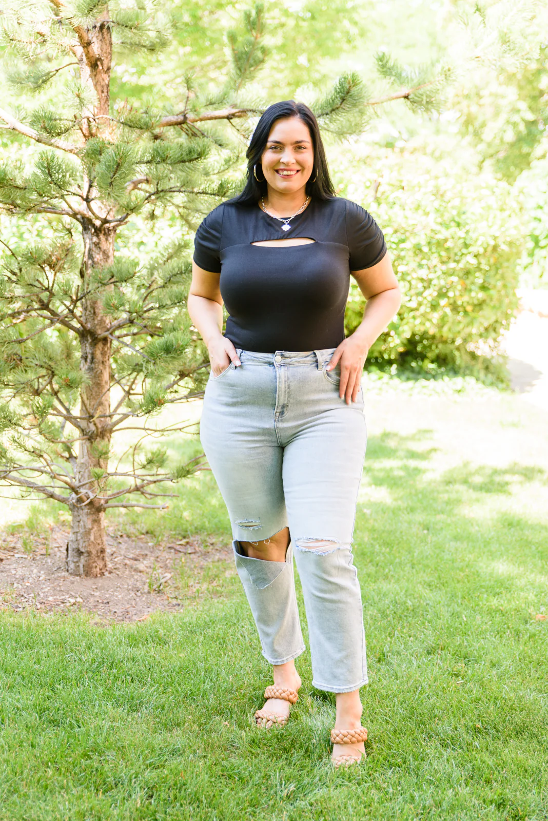 Good Karma Light Wash Distressed Jeans - 7/12/2022