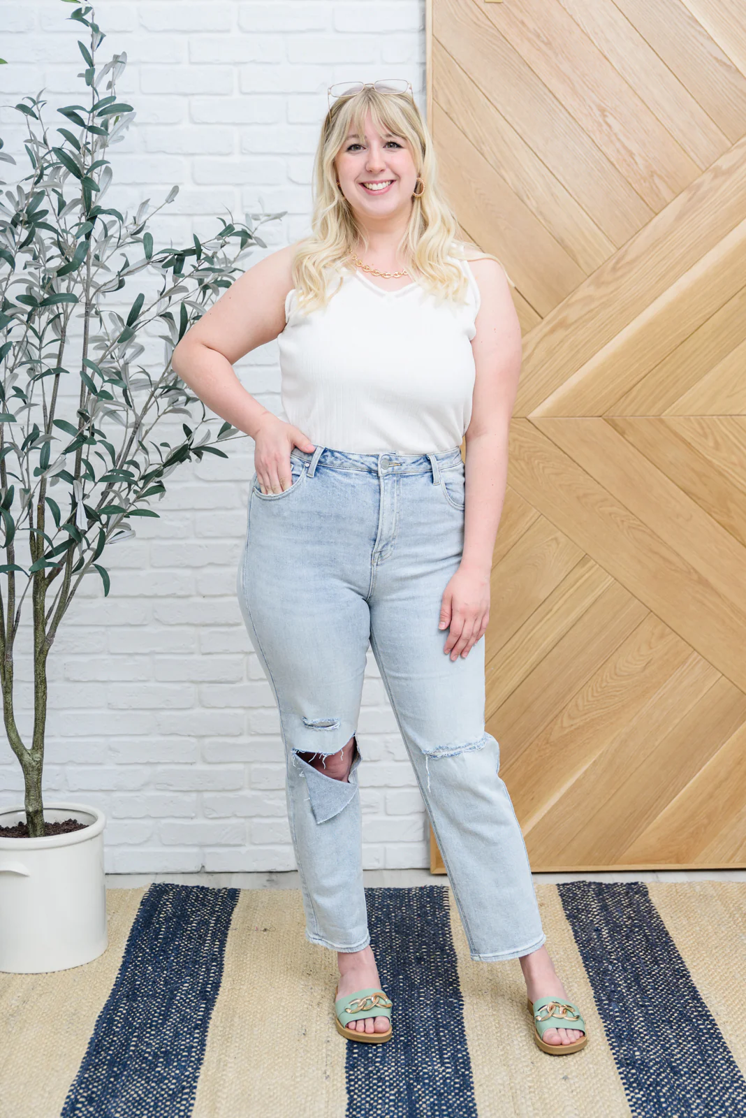Good Karma Light Wash Distressed Jeans - 7/12/2022 - Image 6