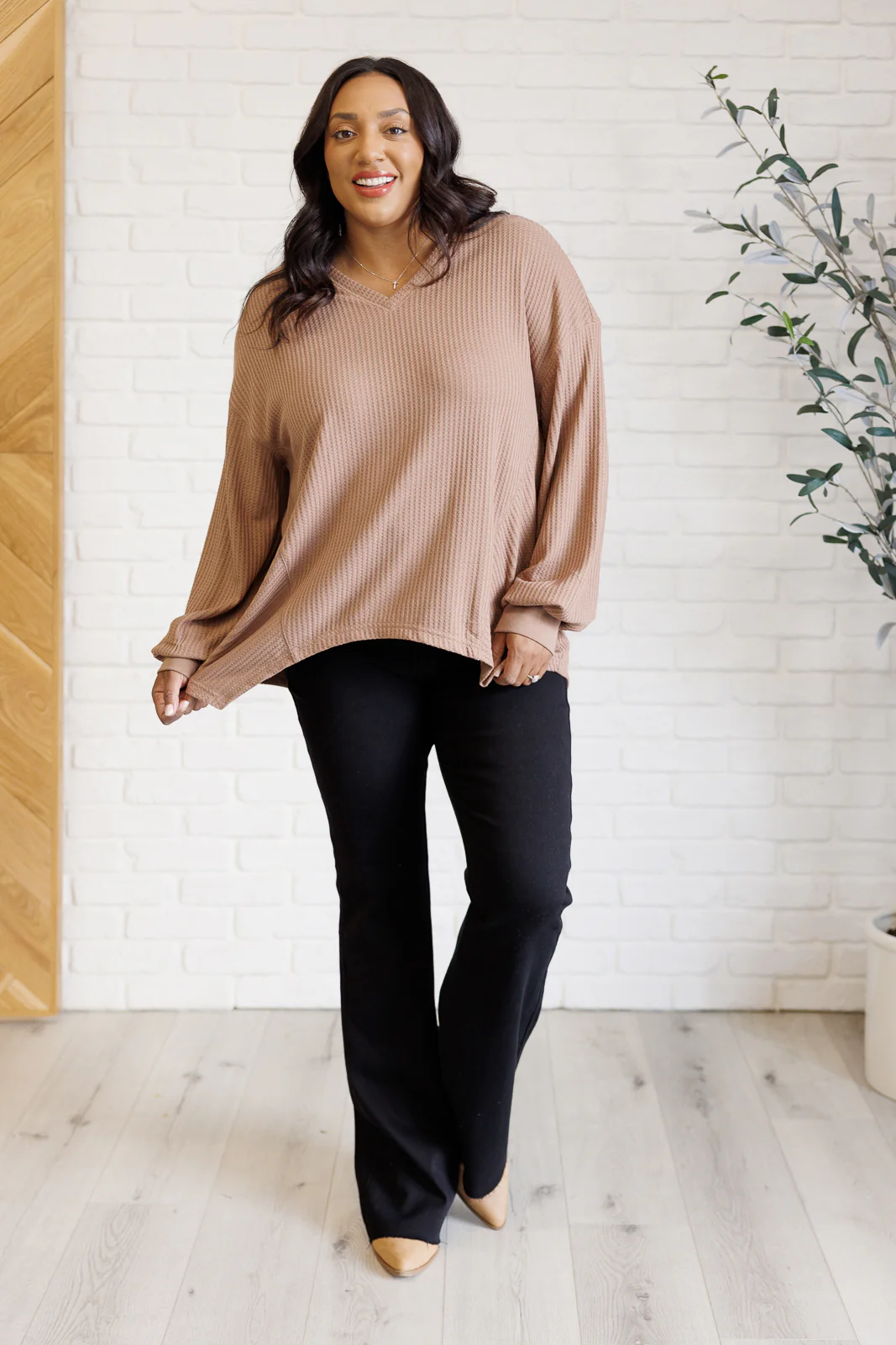 Good Things Are Coming V-Neck Top in Coffee - 12/18/2025