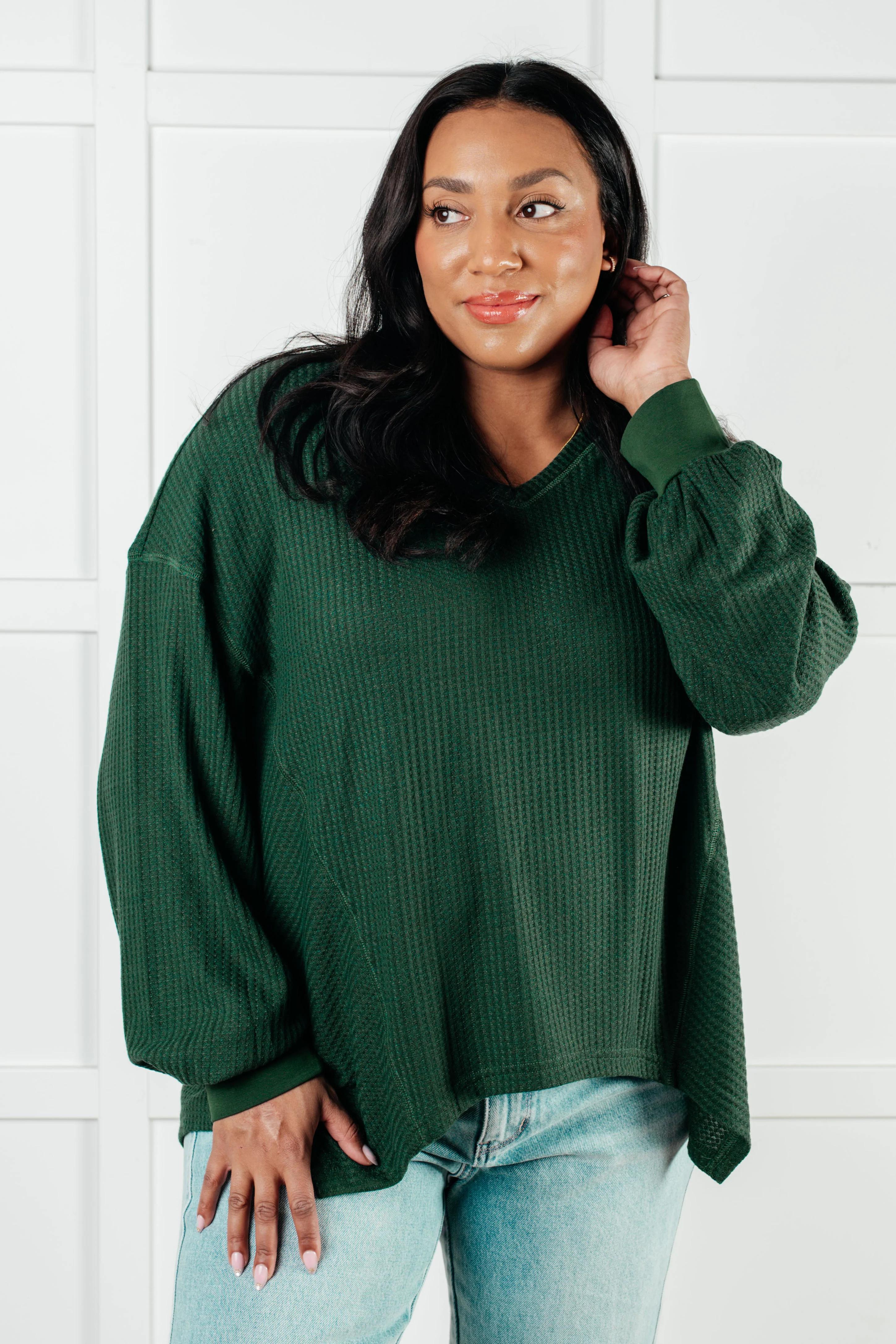Good Things Are Coming V-Neck Top in Green - 1/16/2025 - Image 2
