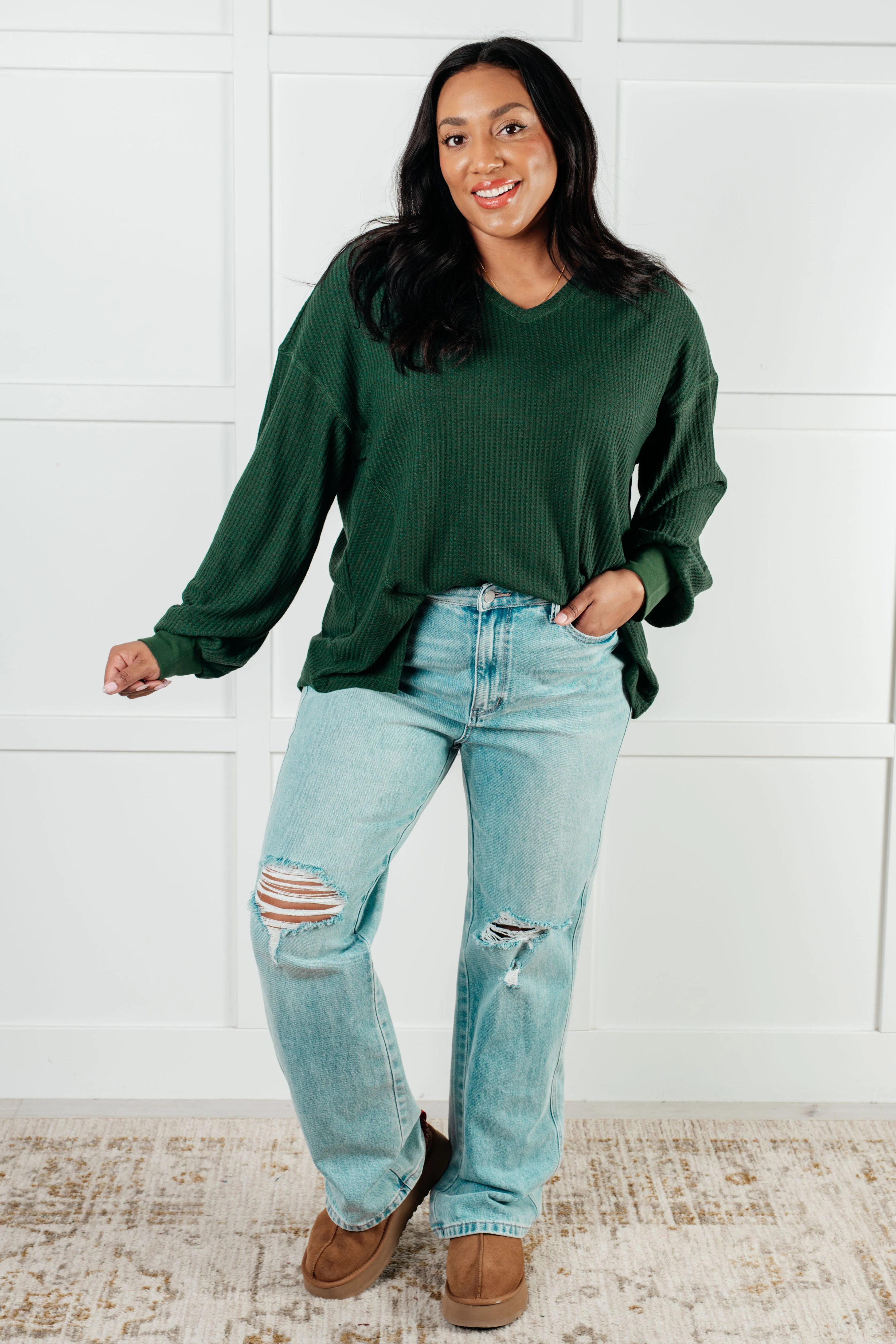 Good Things Are Coming V-Neck Top in Green - 1/16/2025 - Image 4