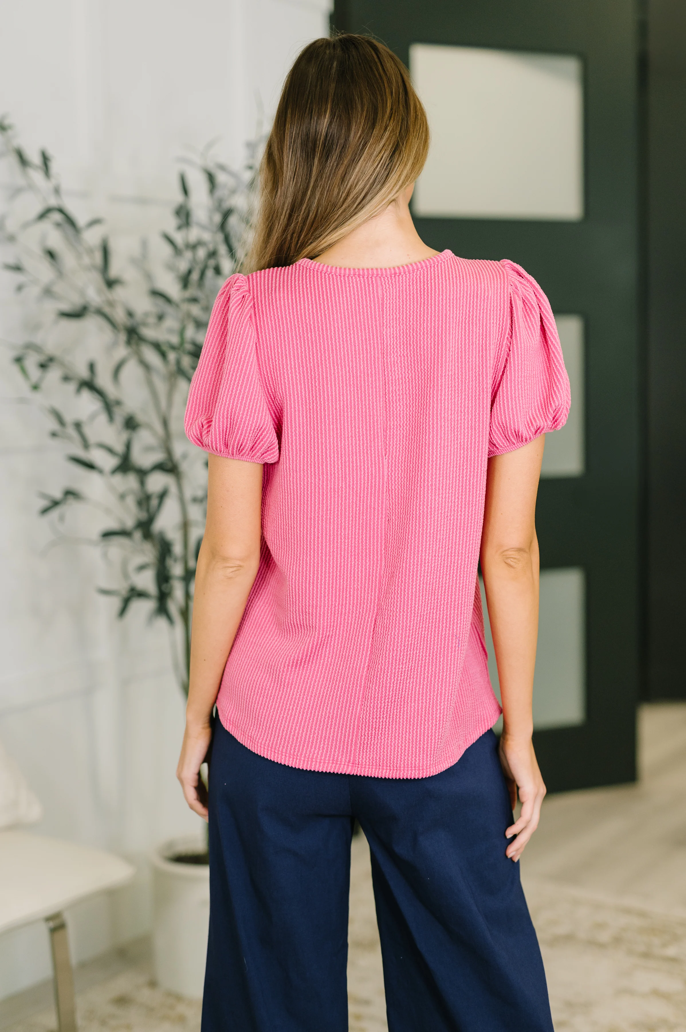 Grace & Virtue Balloon Sleeve Blouse in Fuchsia - 7/16/2026 - Image 4