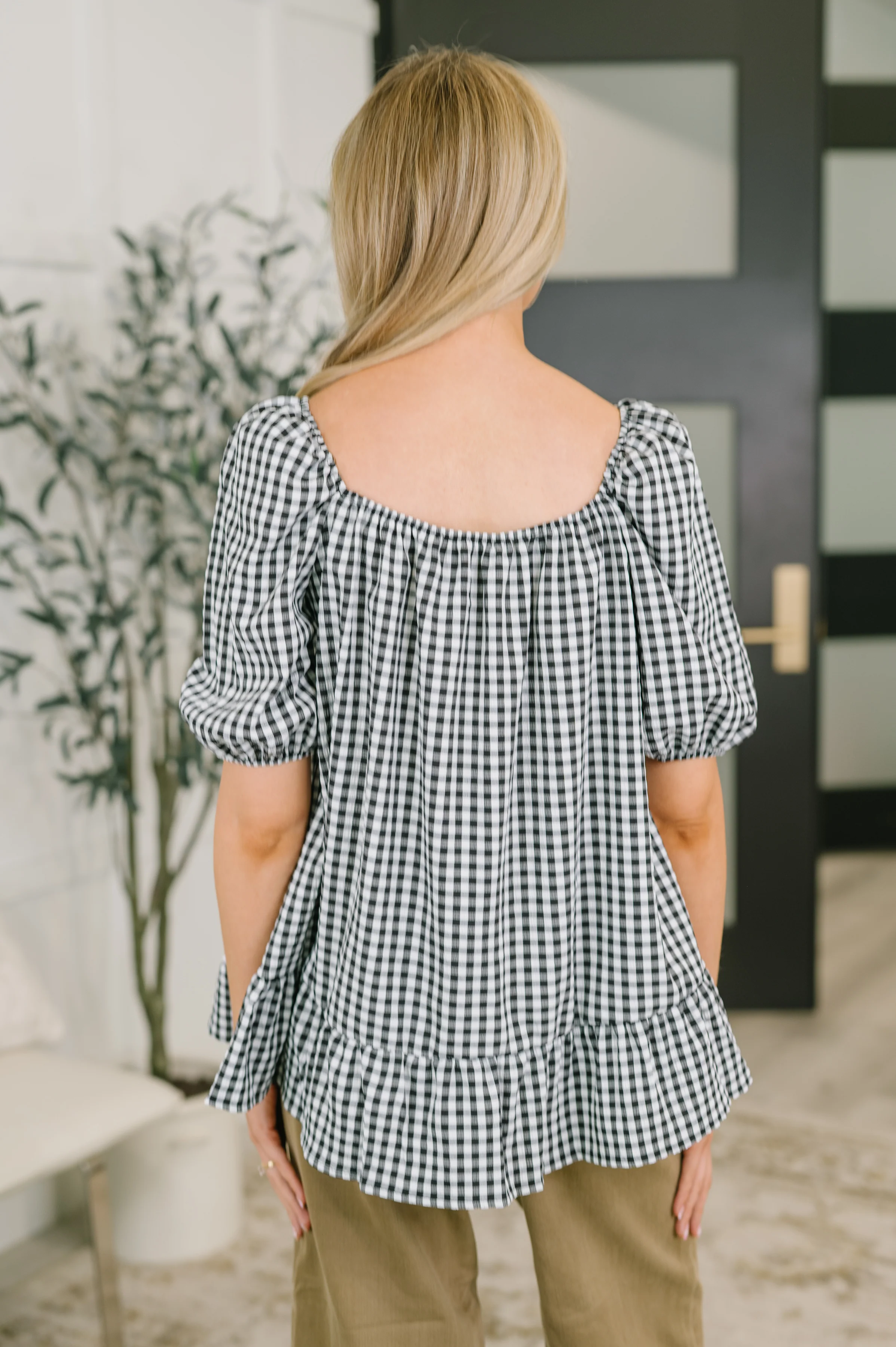 Great Gingham Square Neck Blouse - 6/16/2026 NEW - Image 5
