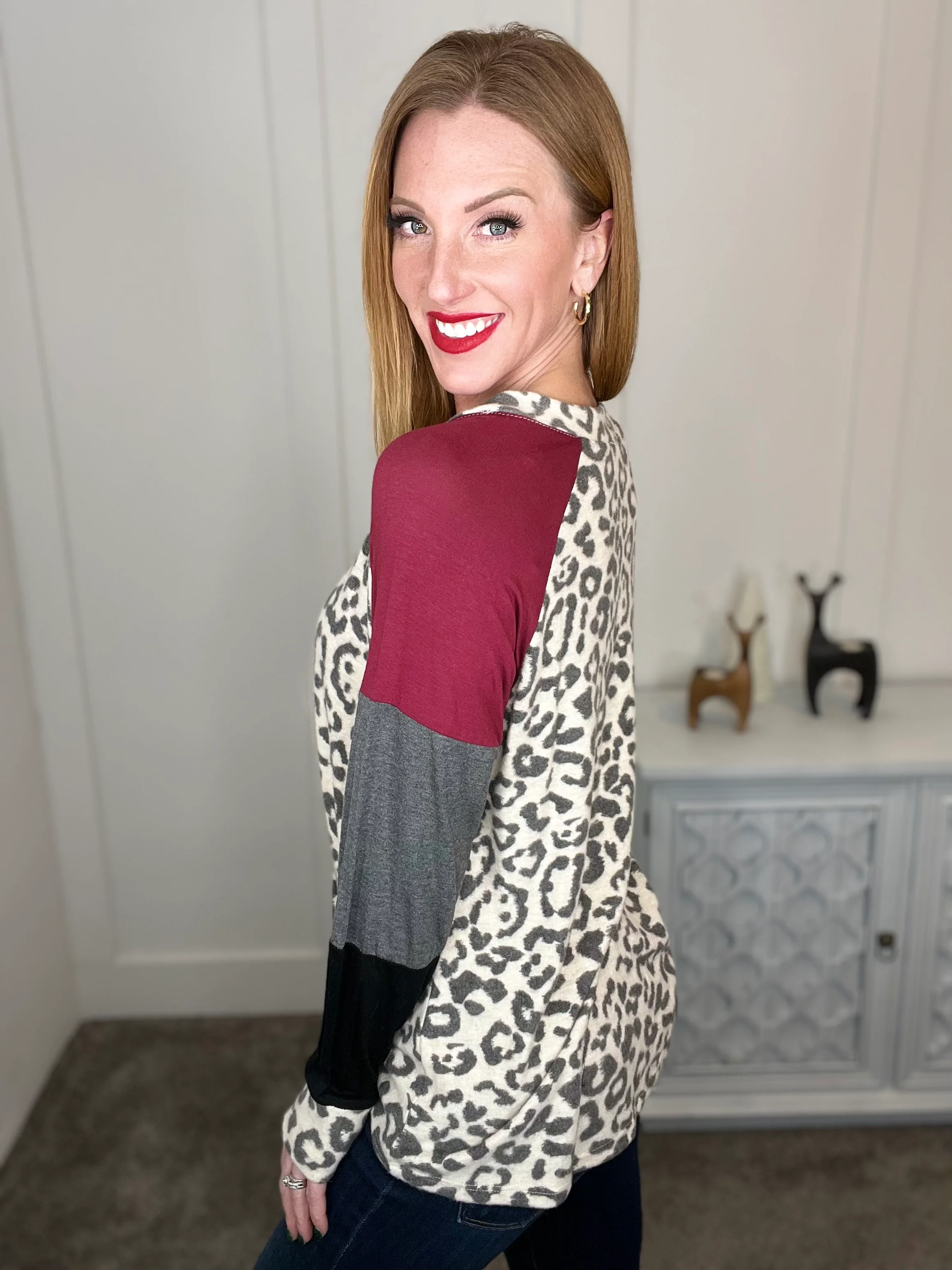Hacci Brushed Leopard Top in Oatmeal - Image 2