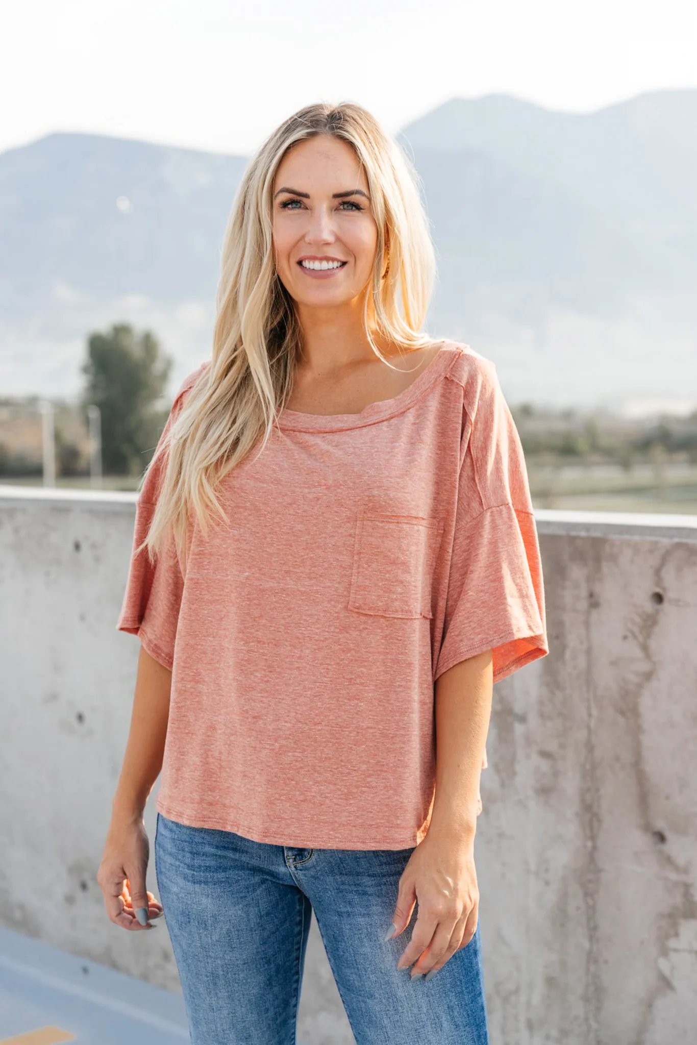 Hannah Tee In Faded Rust - 9/23/2021