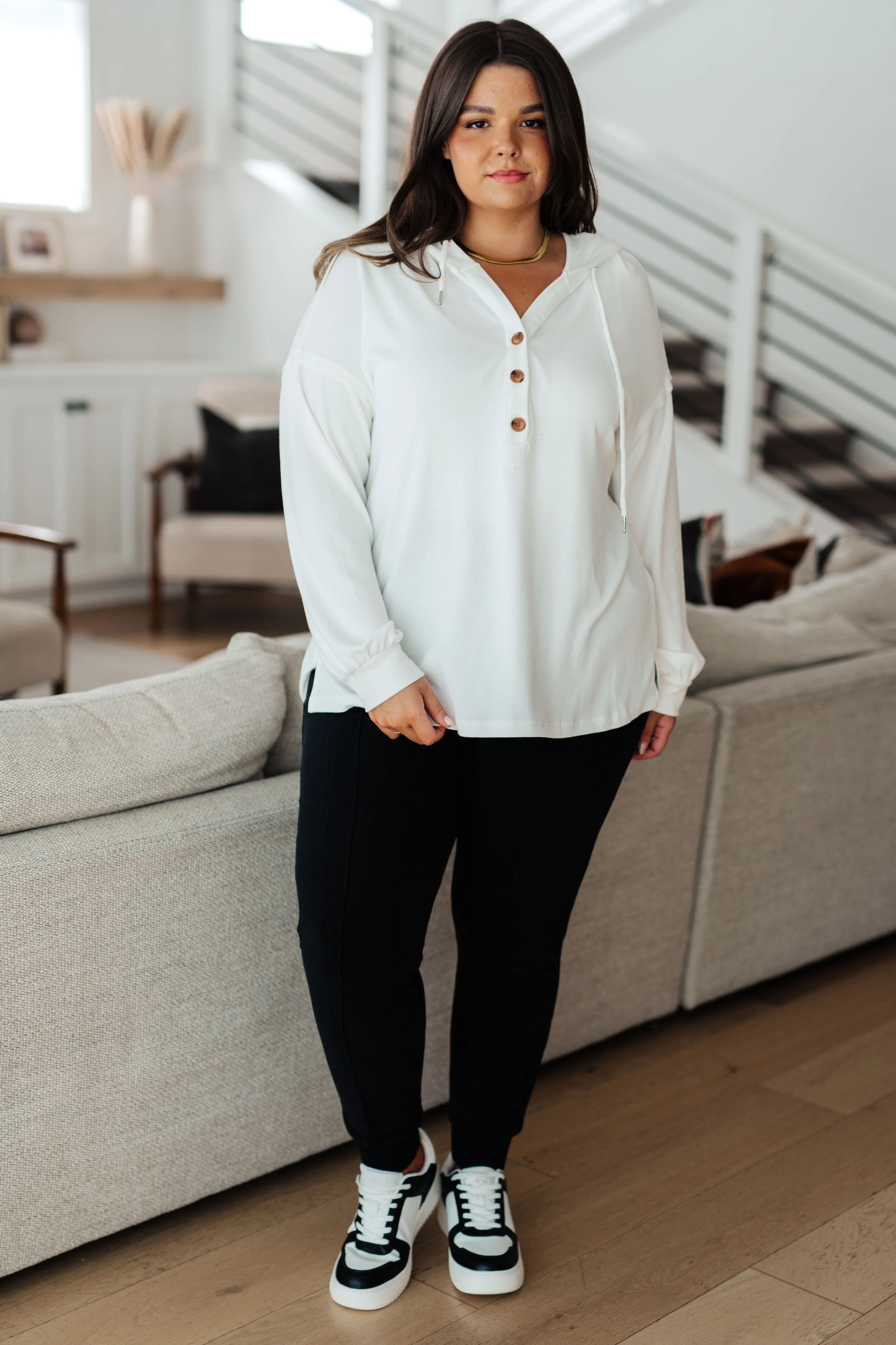 Happier Now Henley Hoodie in Ivory - 10/17/2023 - Image 3