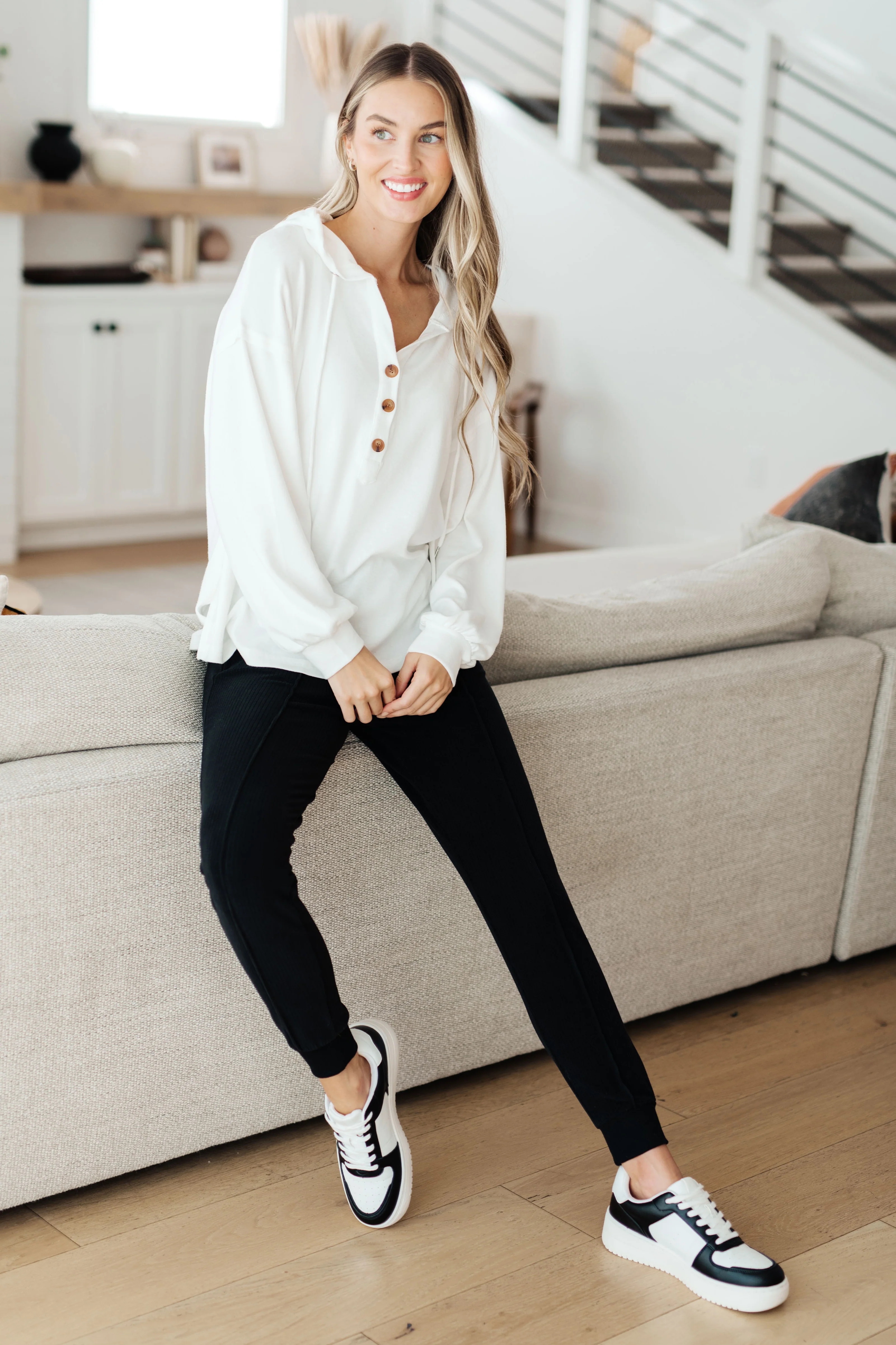 Happier Now Henley Hoodie in Ivory - 10/17/2023 - Image 4