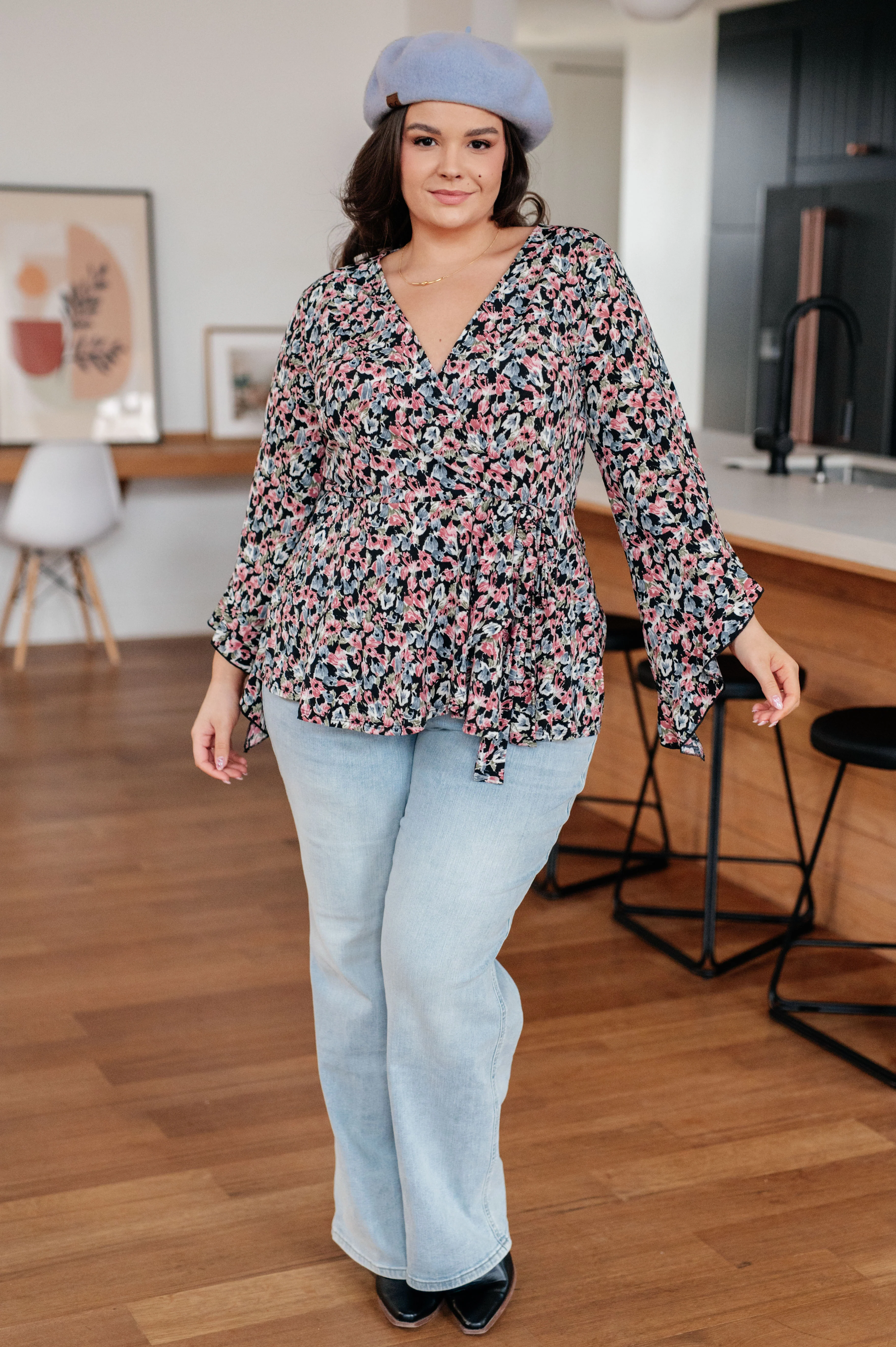 Have It All Angel Sleeve Top in Black Floral - 1/25/2024 - Image 4