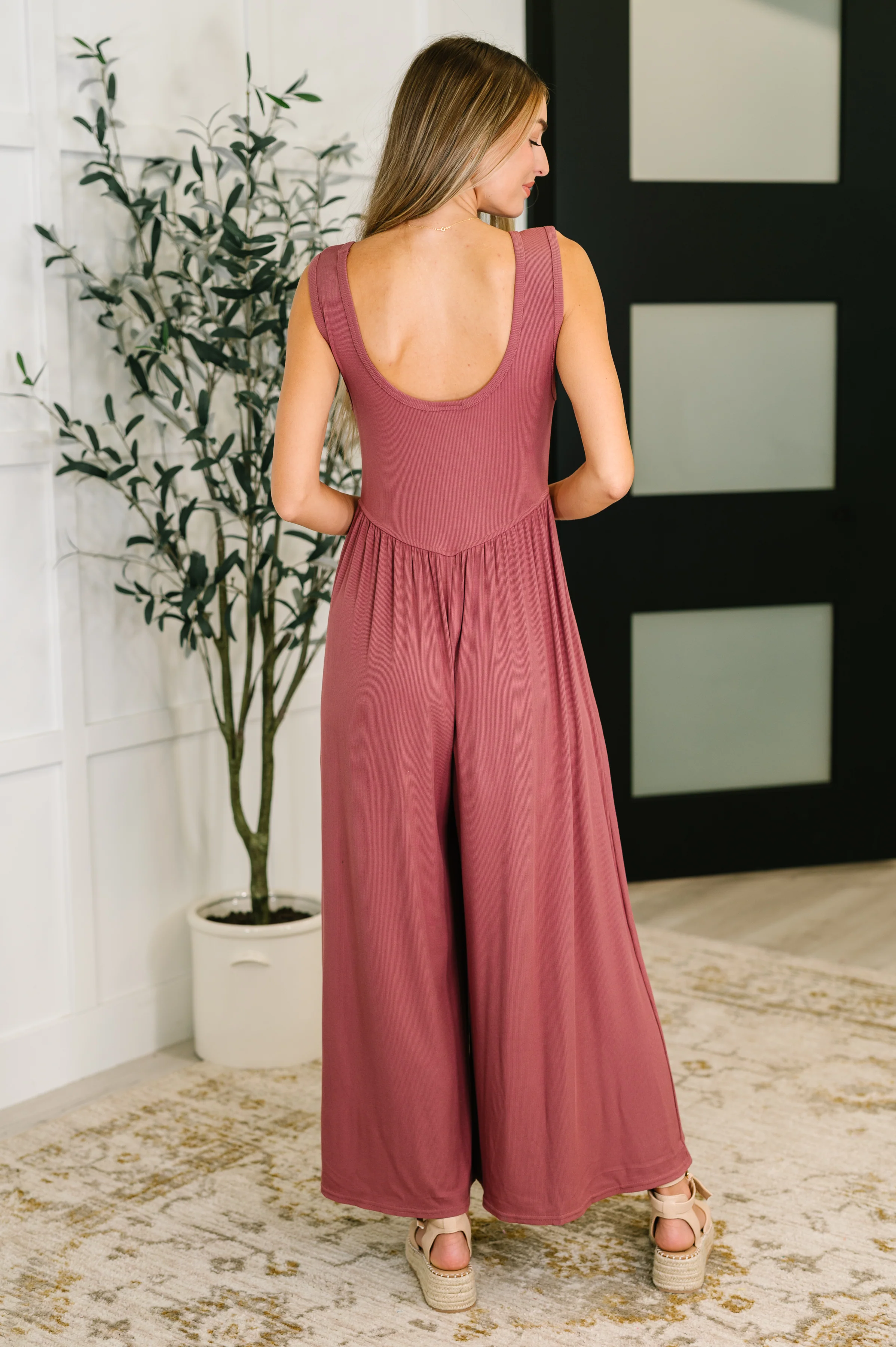 Head to Toe Whoa Gathered Wide Leg Jumpsuit in Mauve - 3/26/2026 - Image 5