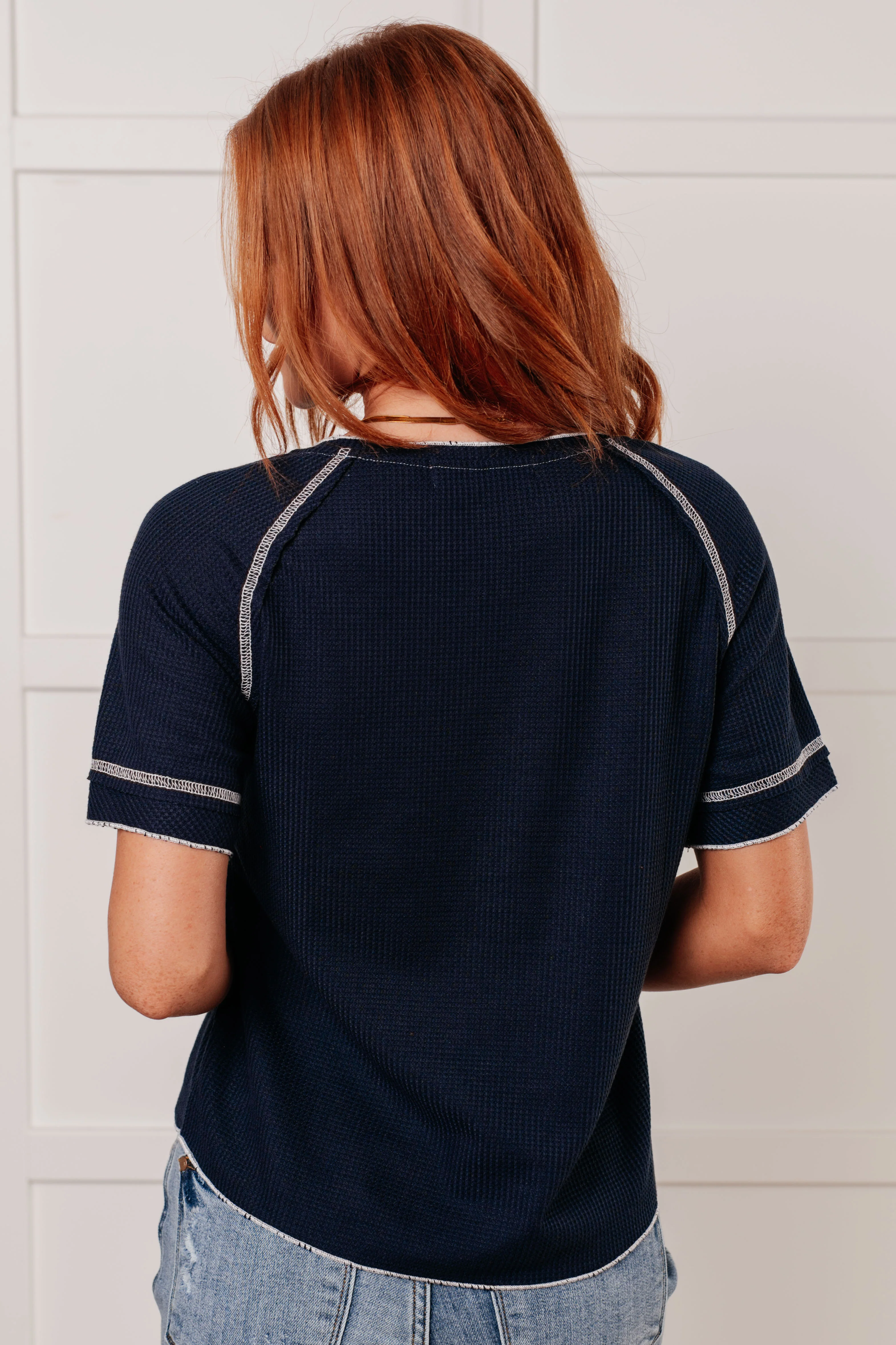 Heartbreaker Waffle Knit Tee in Blue - 11/6/2024 - Image 4