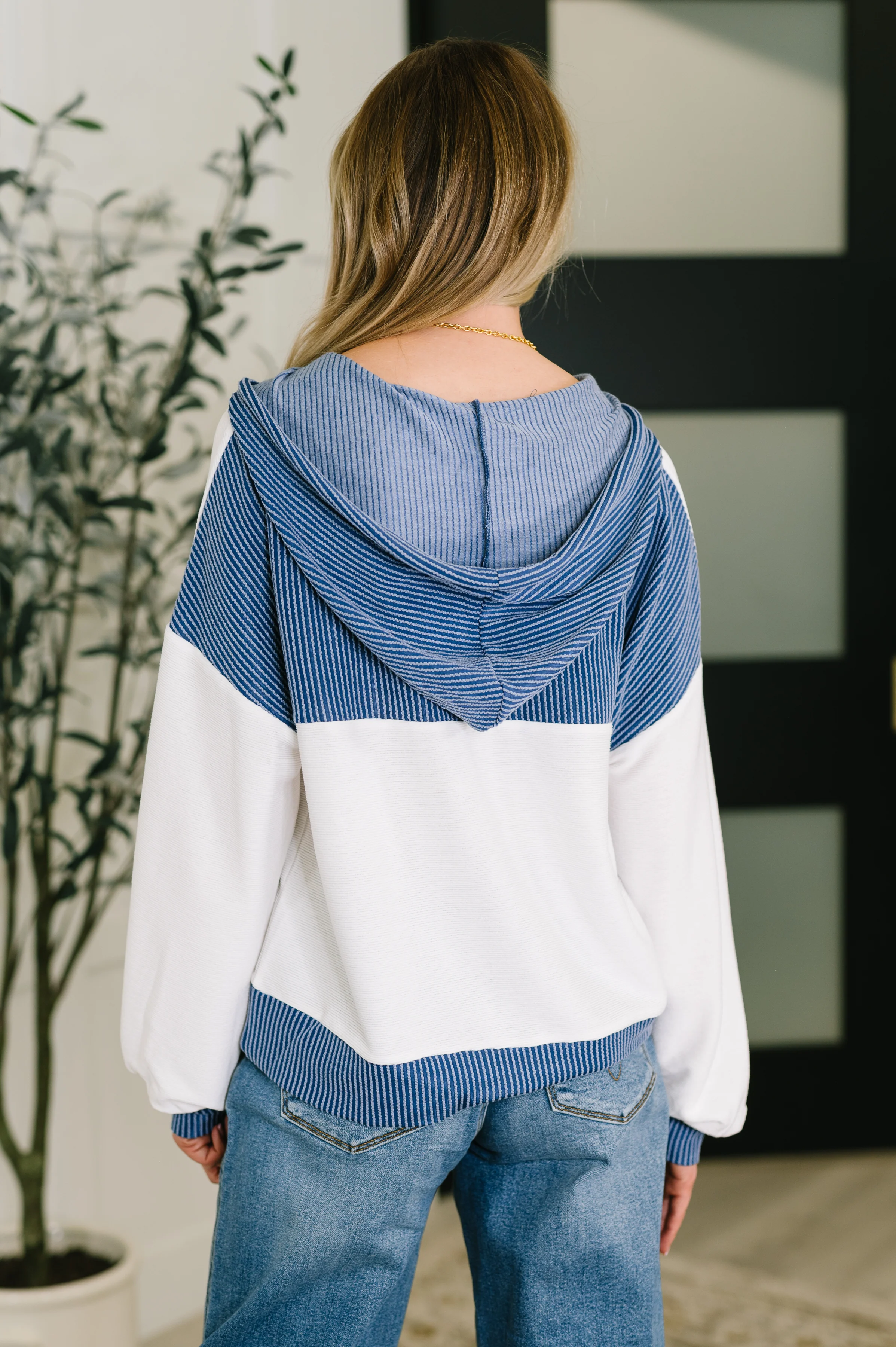 Here for Now Color Block Hoodie in Blue - 2/5/2026 - Image 6